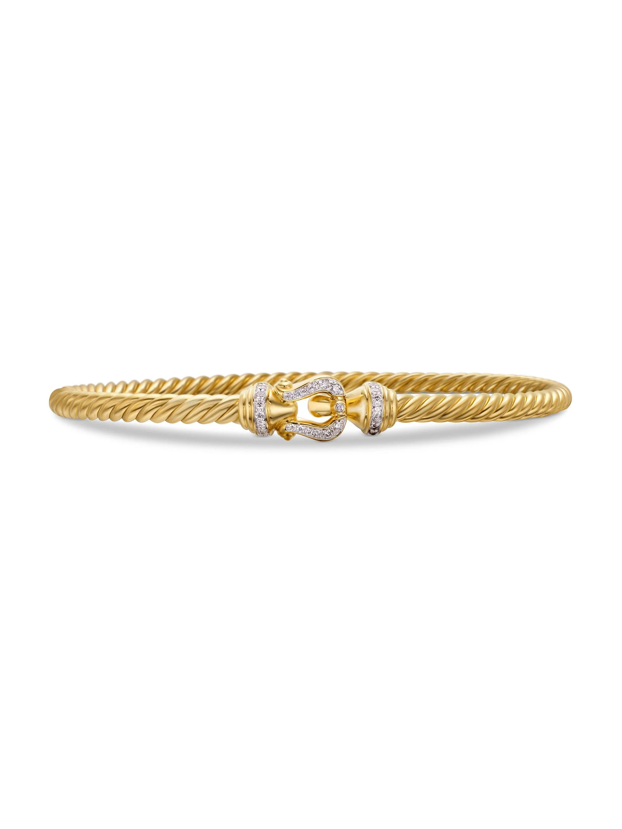 Women's Buckle Cablespira Bracelet in 18K Yellow Gold - Diamond - 1