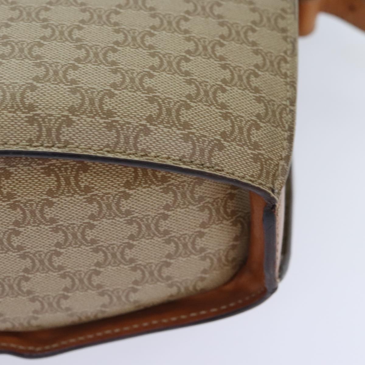 CELINE Macadam Canvas Shoulder Bag Beige Gold - 12
