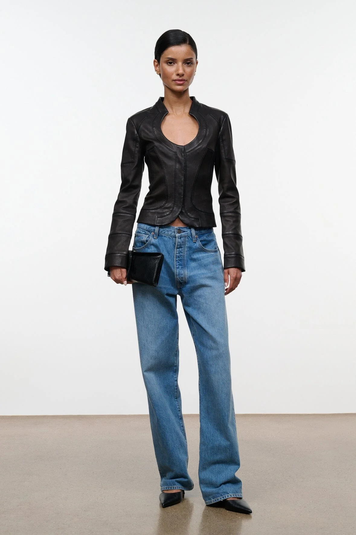 STAUD BLAIR LEATHER JACKET BLACK - 1