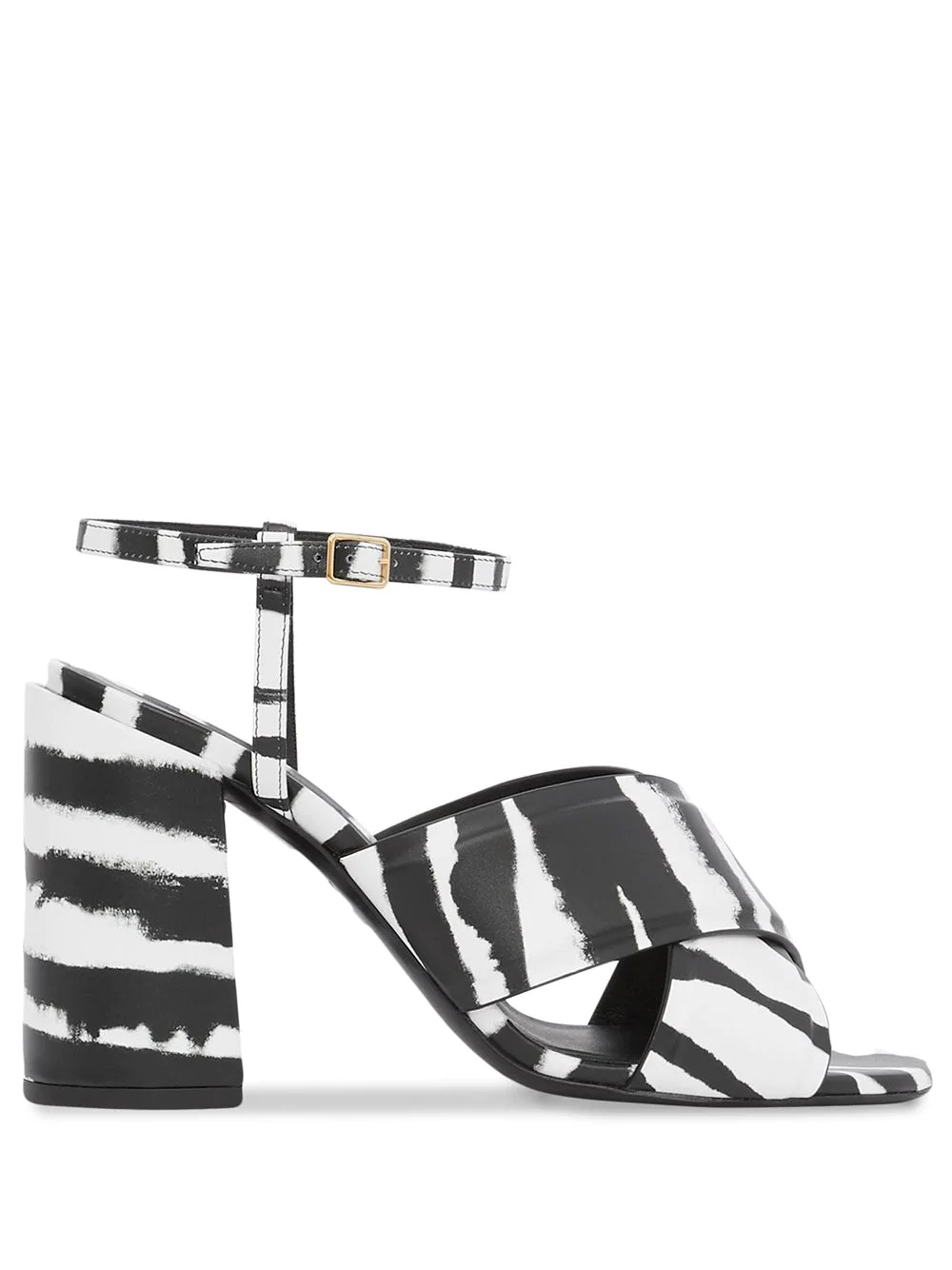 watercolour print block-heel sandals - 1