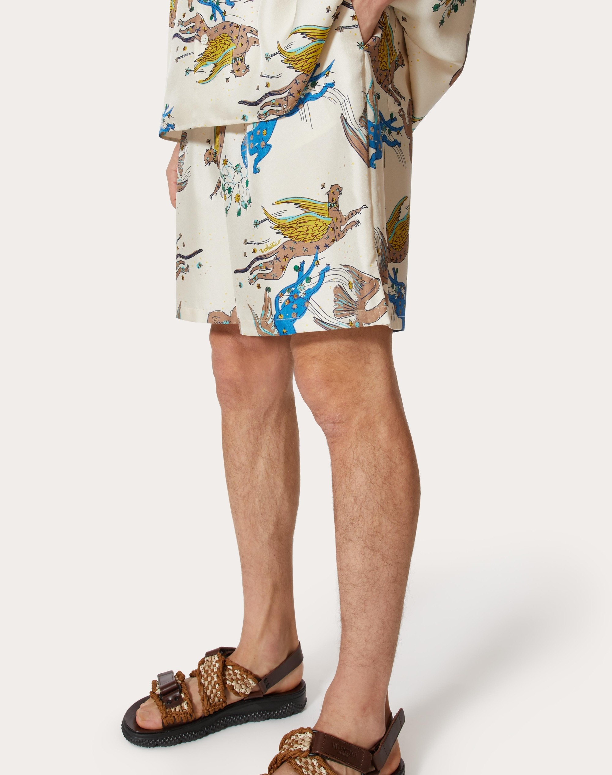 SILK BERMUDA SHORTS WITH VALENTINO UTOPIA WORLD PRINT - 5