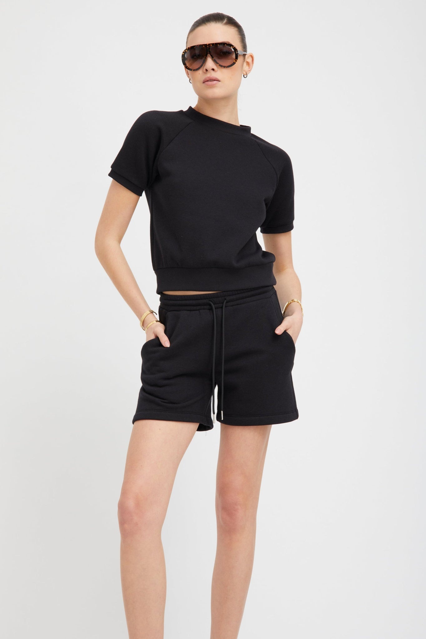 BLACK SWEATSHORTS - 2