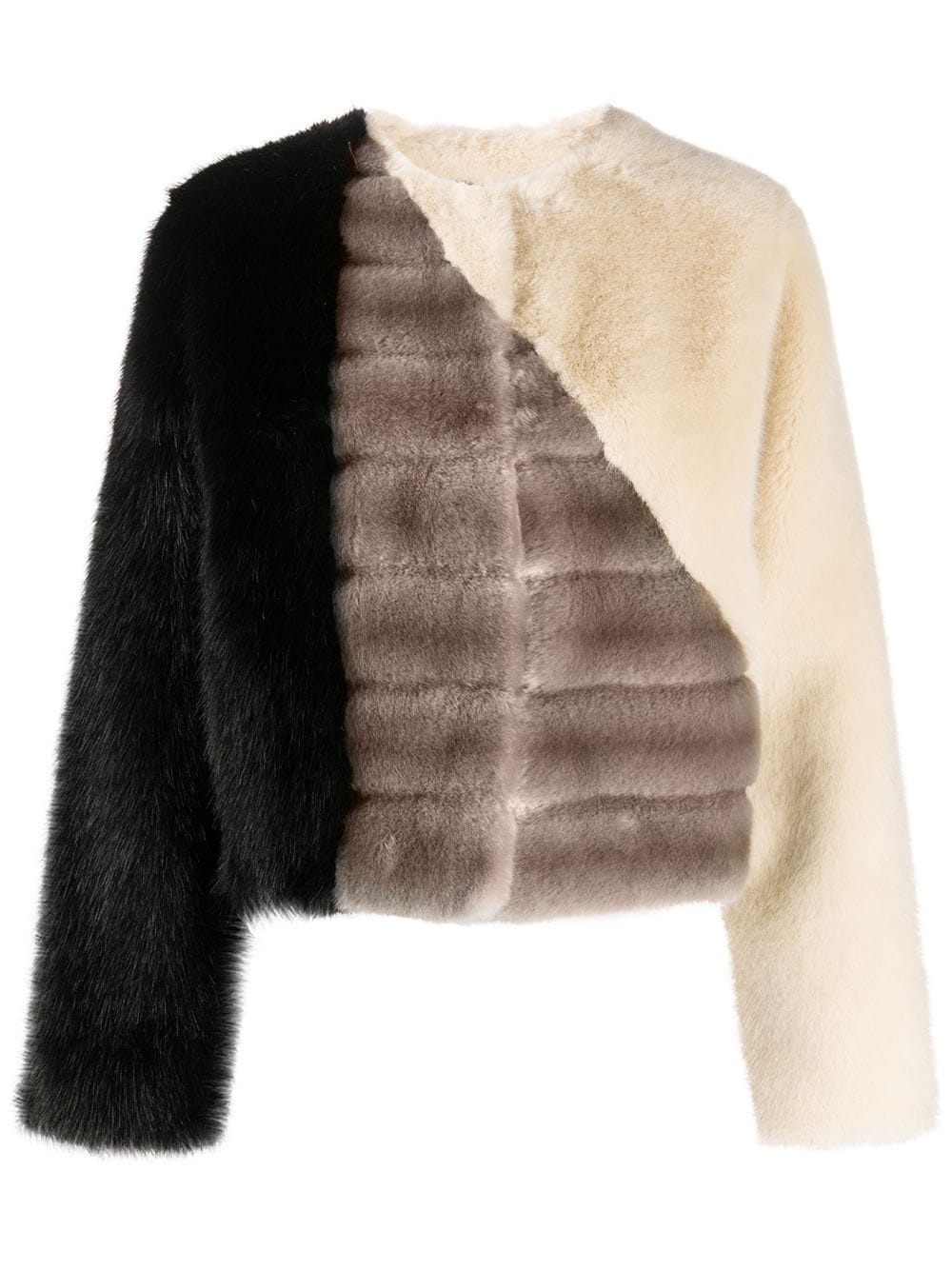 panelled faux-fur jacket - 1