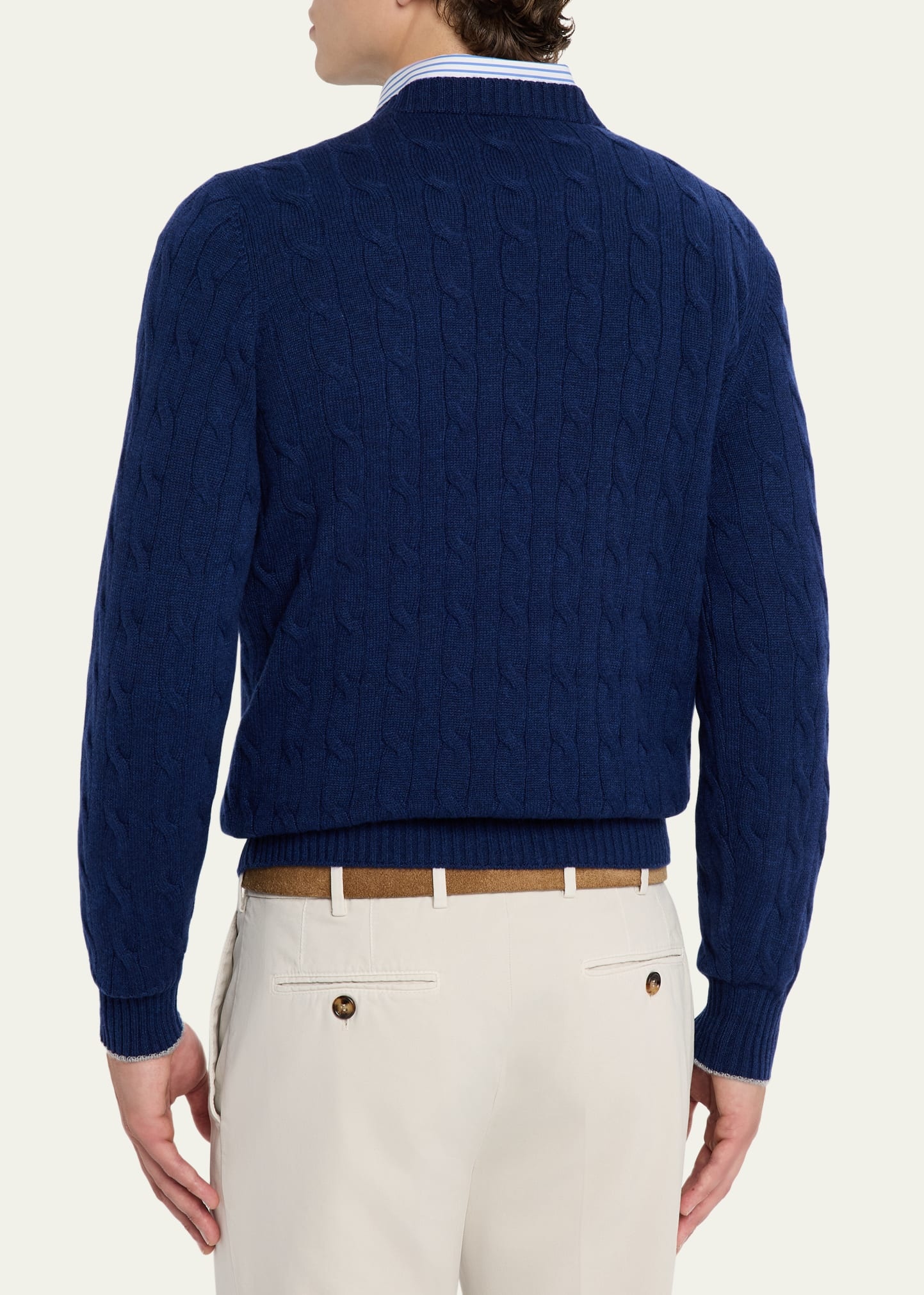 Men's Cashmere Cable Knit Crewneck Sweater - 3