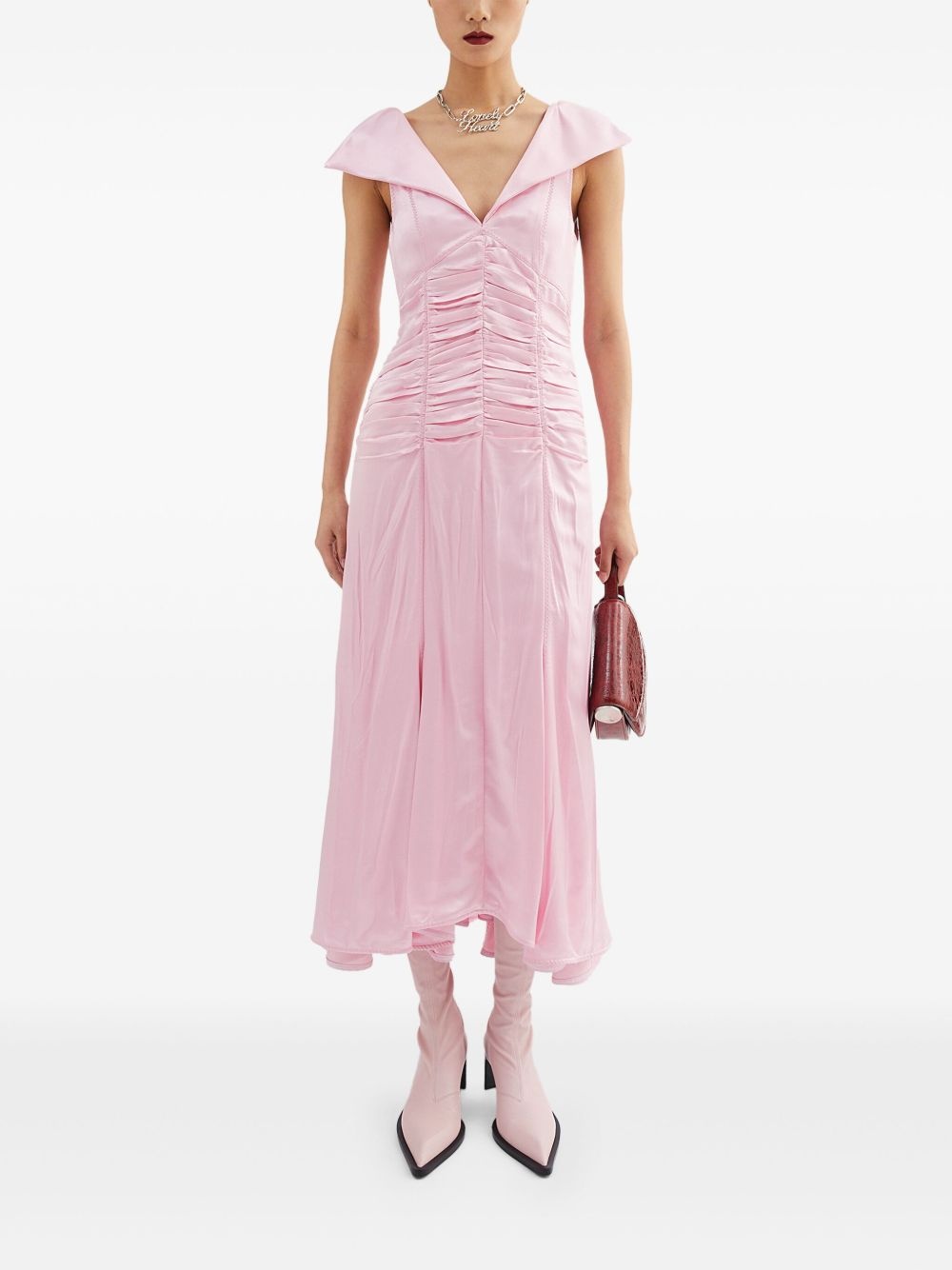 pleat-detail midi dress - 2