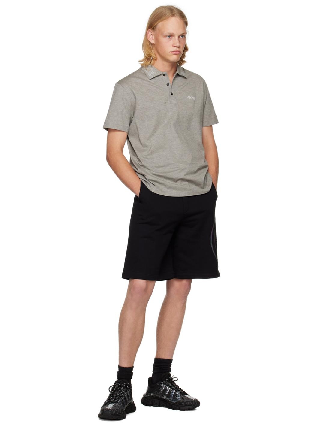 Black V-Emblem Shorts - 4