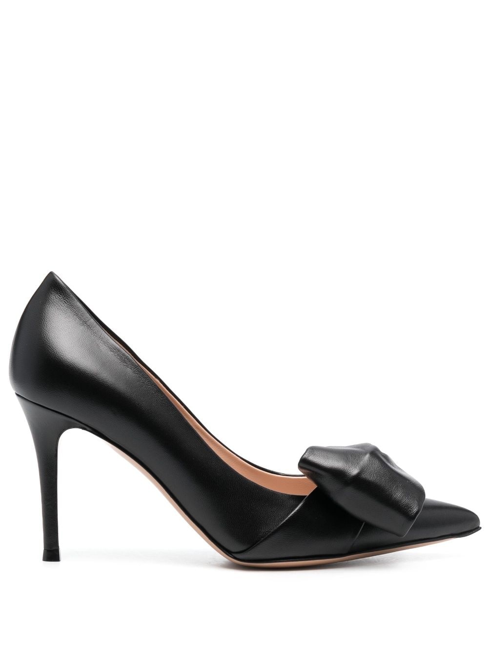 85mm bow-detail leather pumps - 1