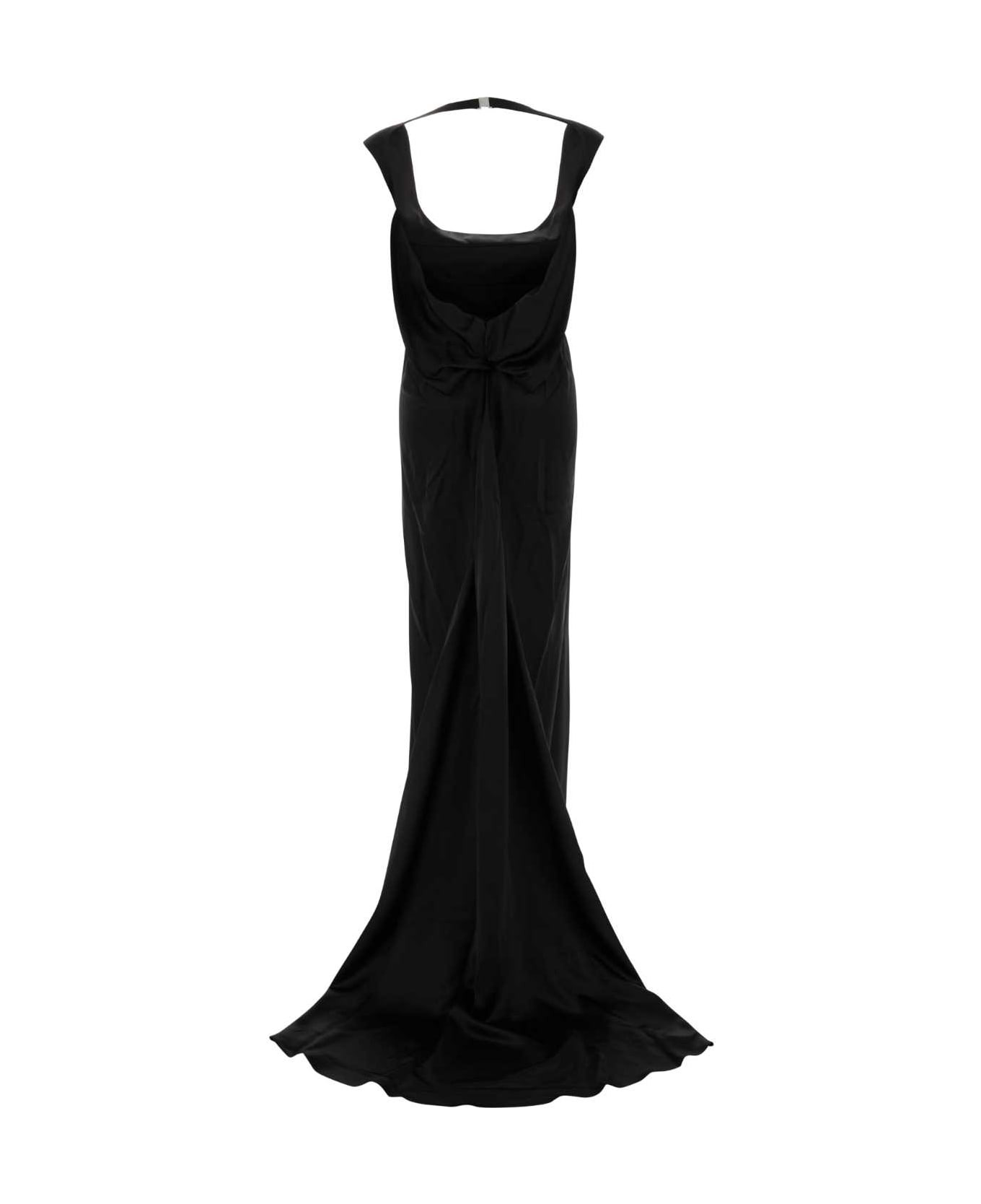 Black Satin Long Dress - 2
