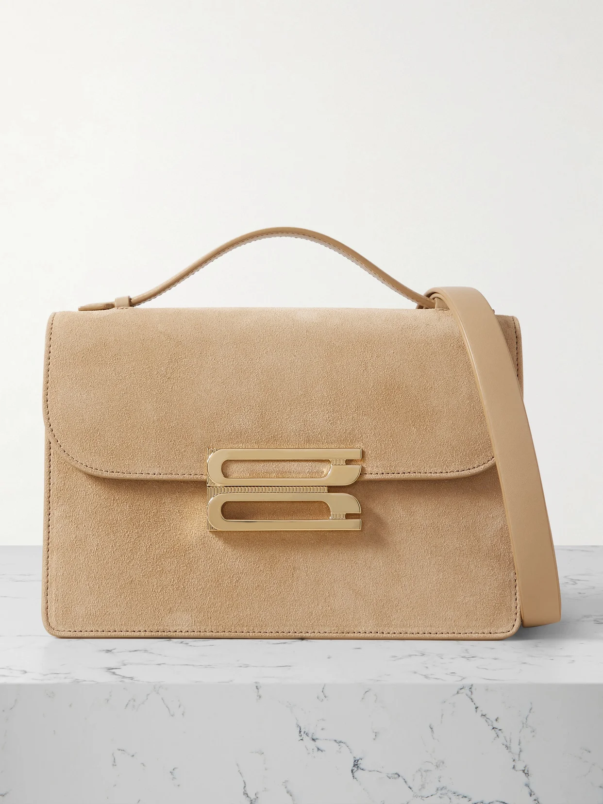 The Dorian Leather-trimmed Suede Shoulder Bag - 1