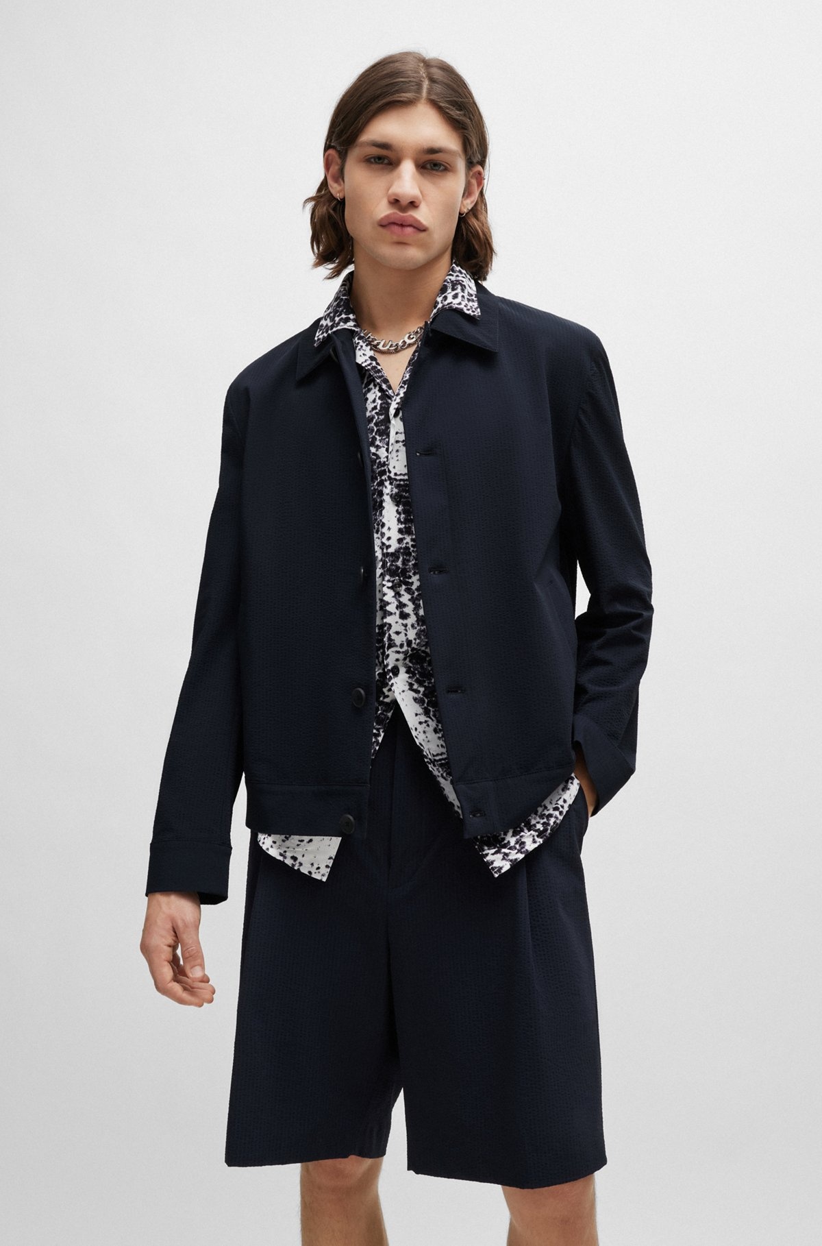 SLIM-FIT JACKET IN STRUCTURED SUPER-FLEX SEERSUCKER - 2