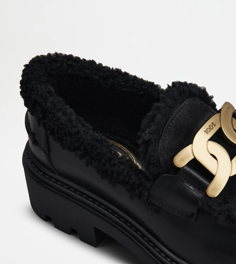 KATE LOAFERS IN LEATHER AND SHEEPSKIN - BLACK 6