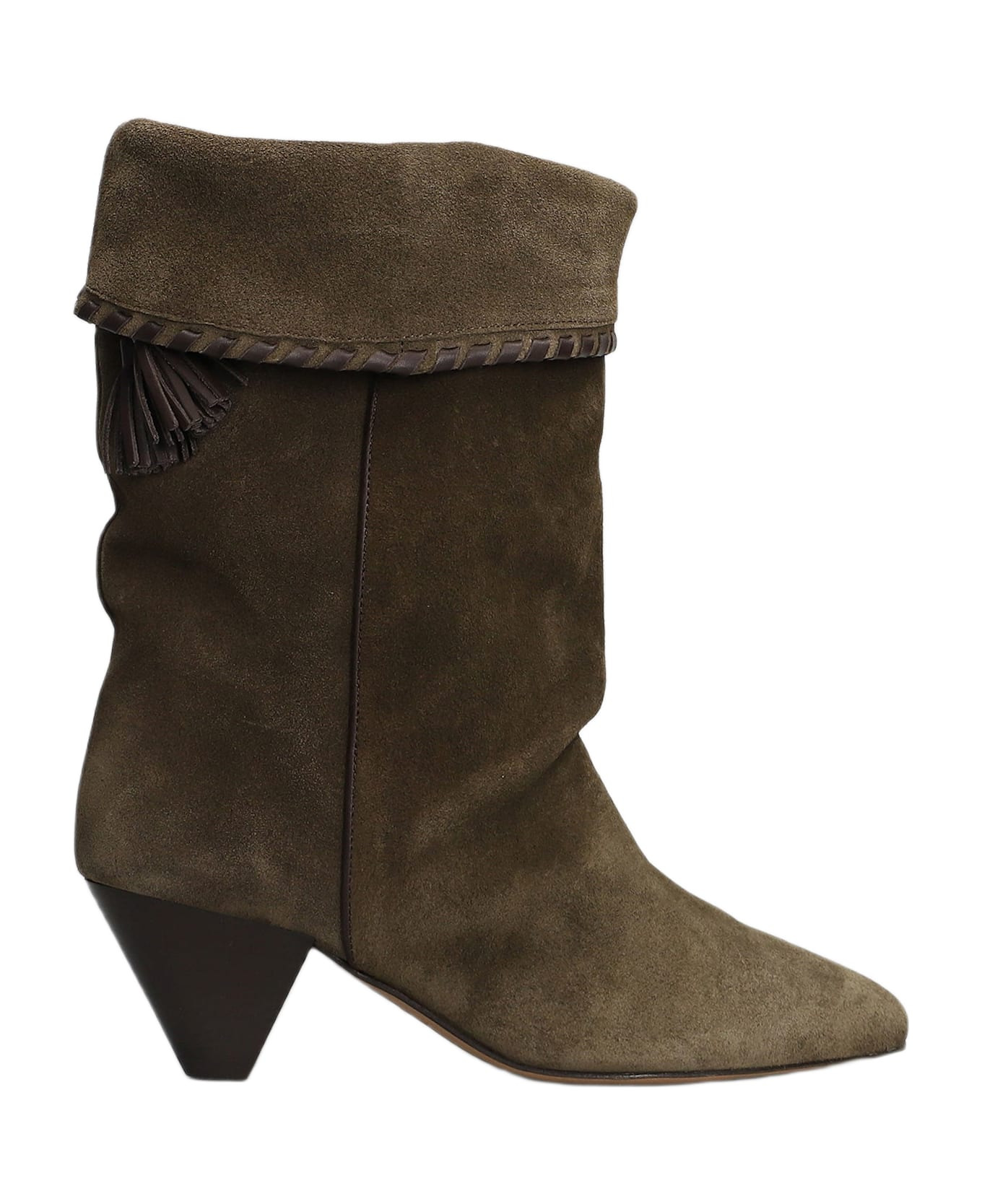 Dalby High Heels Ankle Boots In Khaki Suede - 1