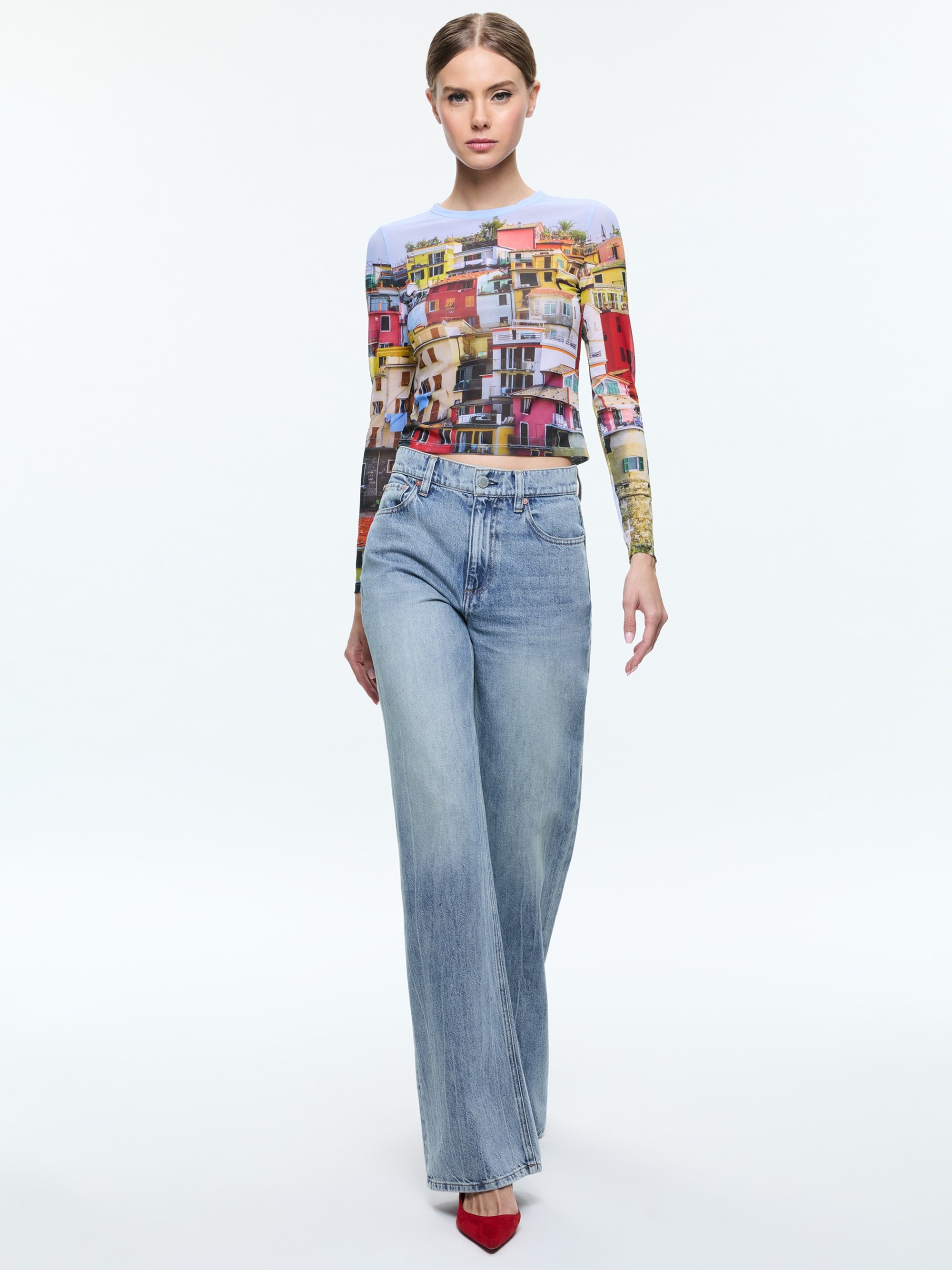 DELAINA MESH LONG SLEEVE CROP TOP - 2