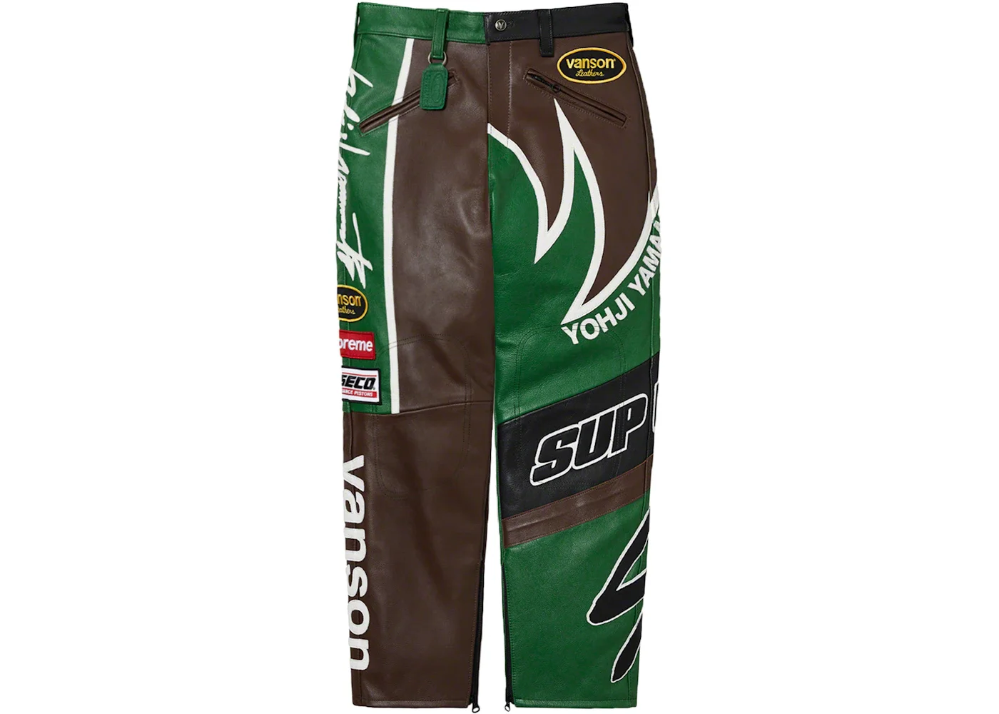 Supreme Yohji Yamamoto Vanson Leathers Split Pant Green - 1
