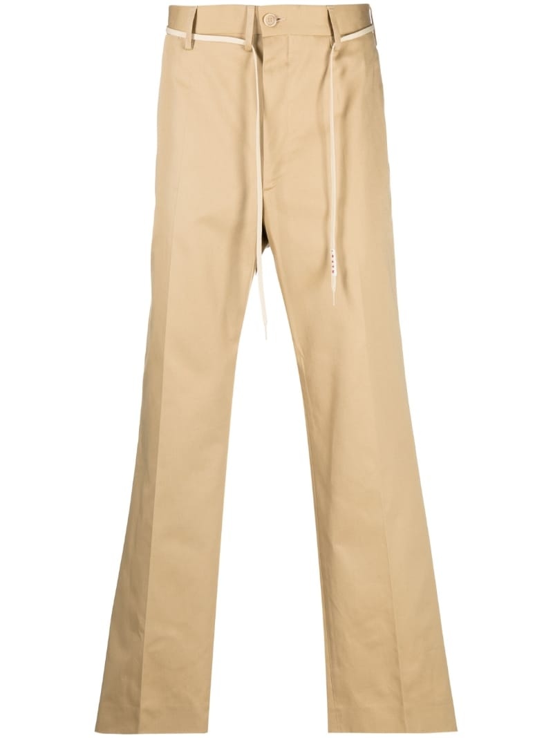 cord-belt wide-leg trousers - 1