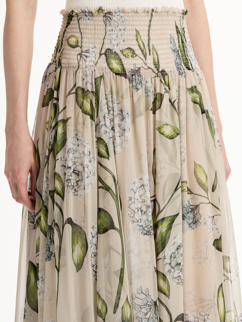 PORCELAIN FLOWER CHIFFON MAXI SKIRT 5