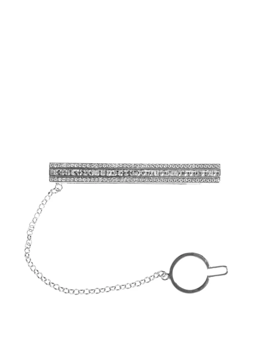 crystal-embellished chain-link tie clip - 1