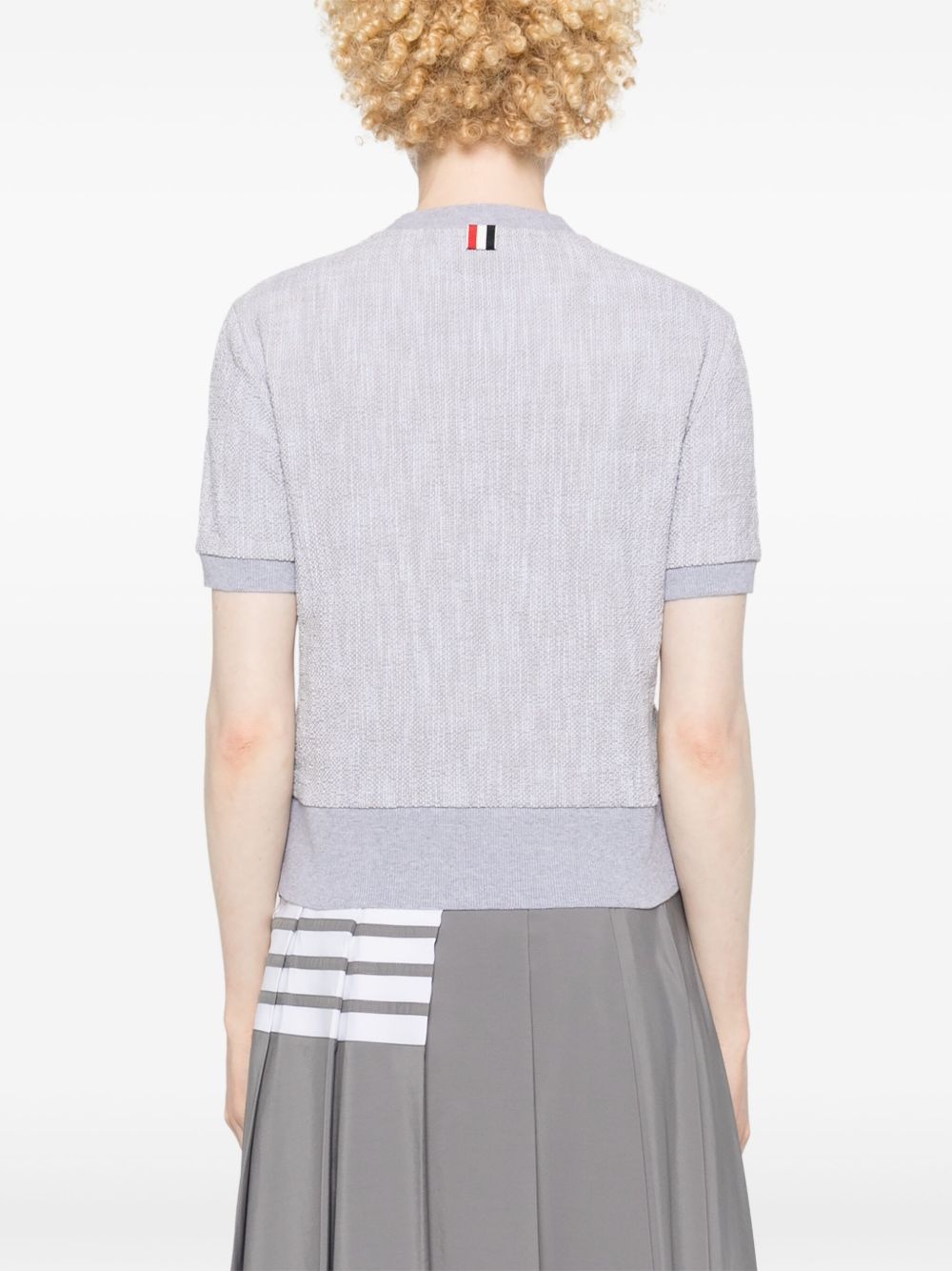 bouclé logo-patch T-shirt - 4
