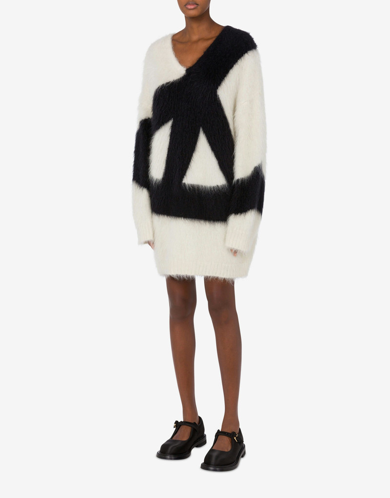 Moschino DRESS IN BRUSHED MOHAIR PEACE SYMBOL outlook