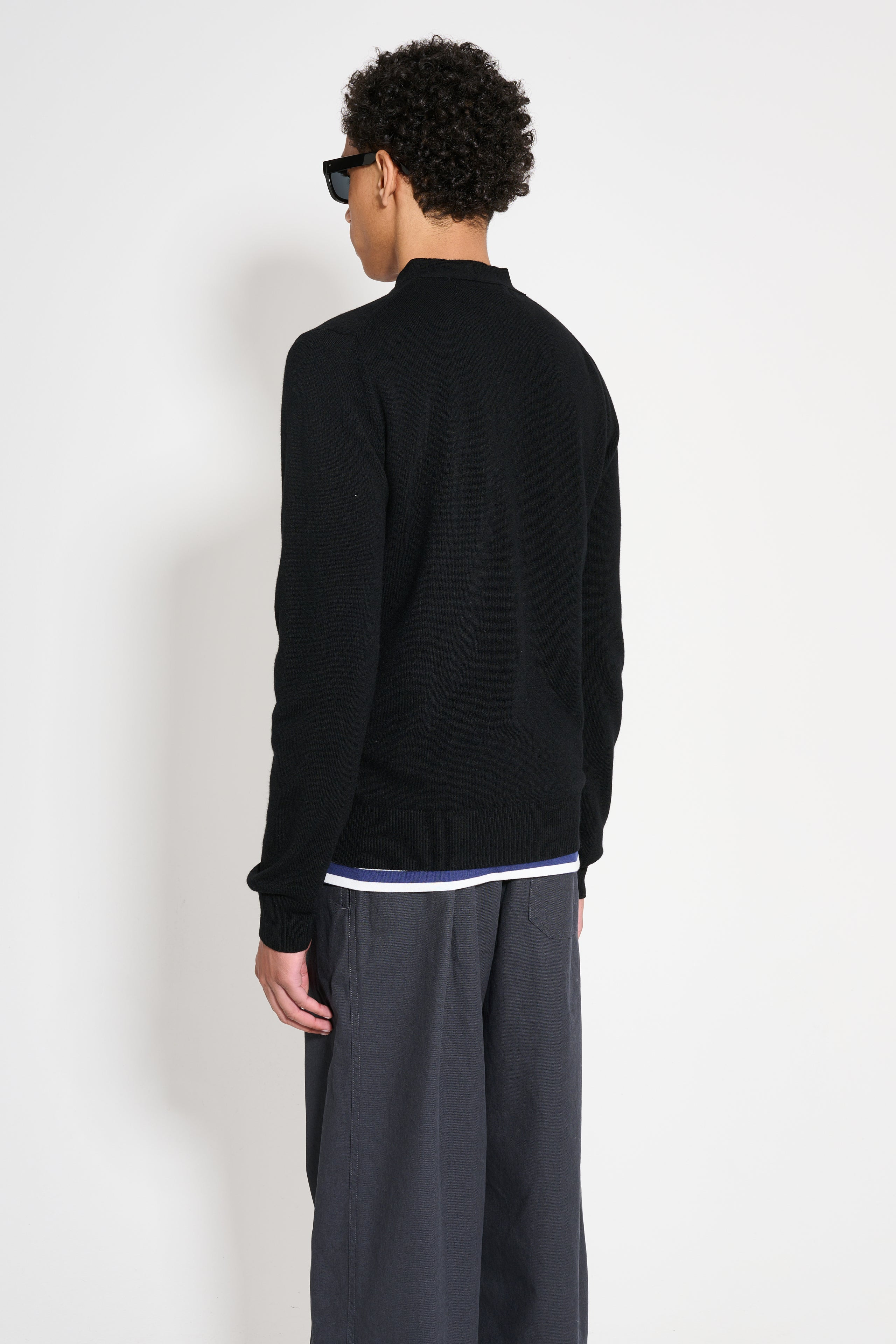 COMME DES GARÇONS PLAY DOUBLE HEART KNITTED CARDIGAN BLACK - 3
