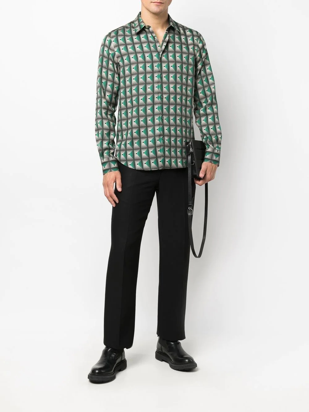 geometric-print lyocell shirt - 2