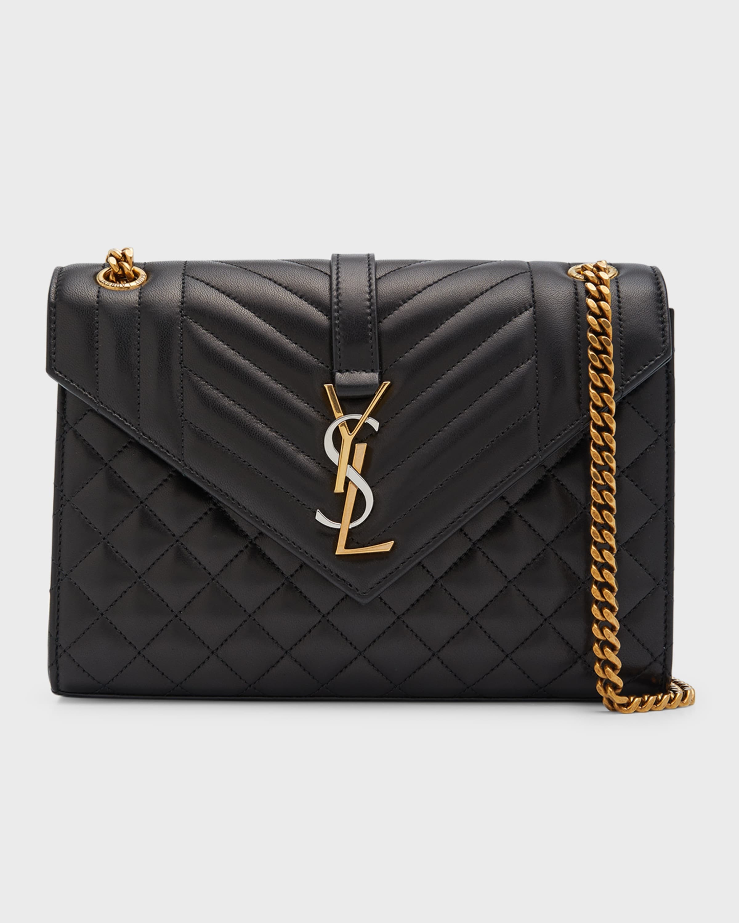 Medium YSL Envelope Quilted Chain Shoulder Bag - 1