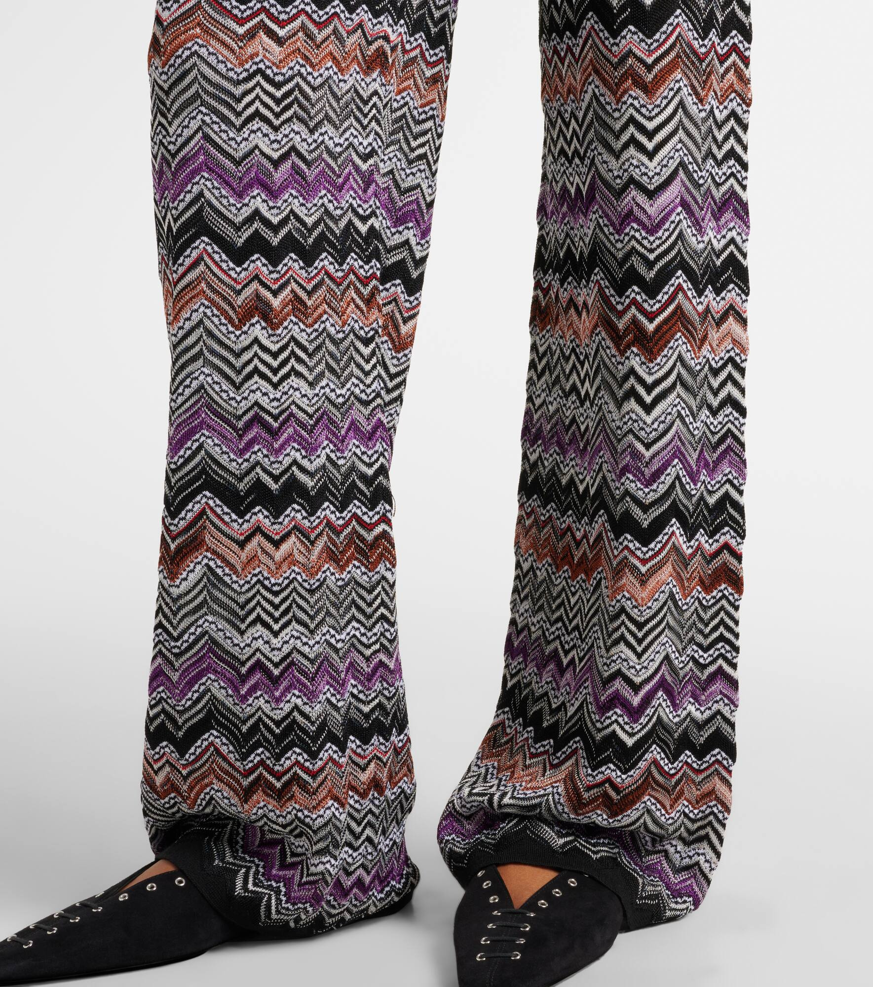 Zigzag knitted wide-leg pants - 5