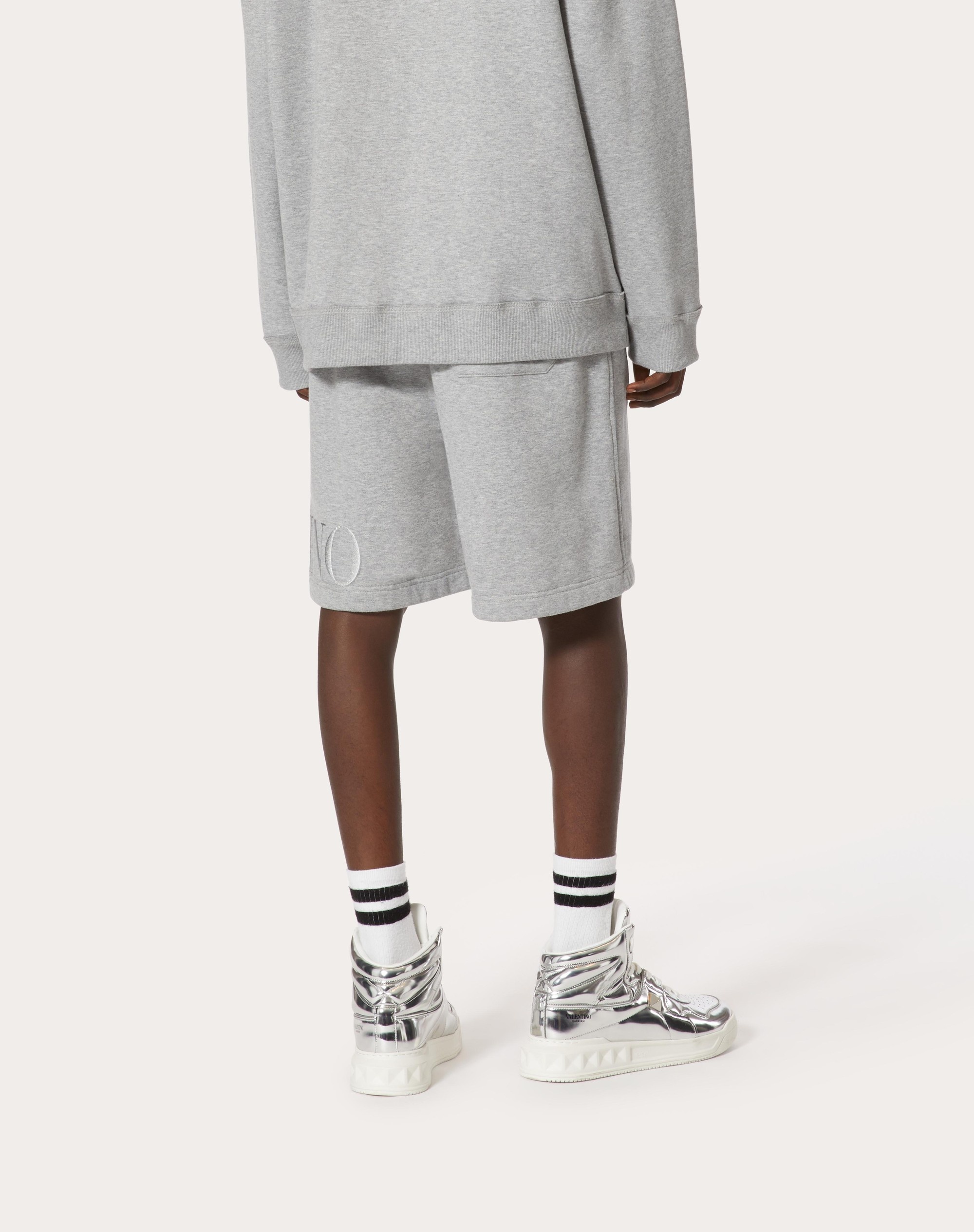 BERMUDA SHORTS WITH METALLIC SILVER POCKET AND VALENTINO EMBOSSED - 4