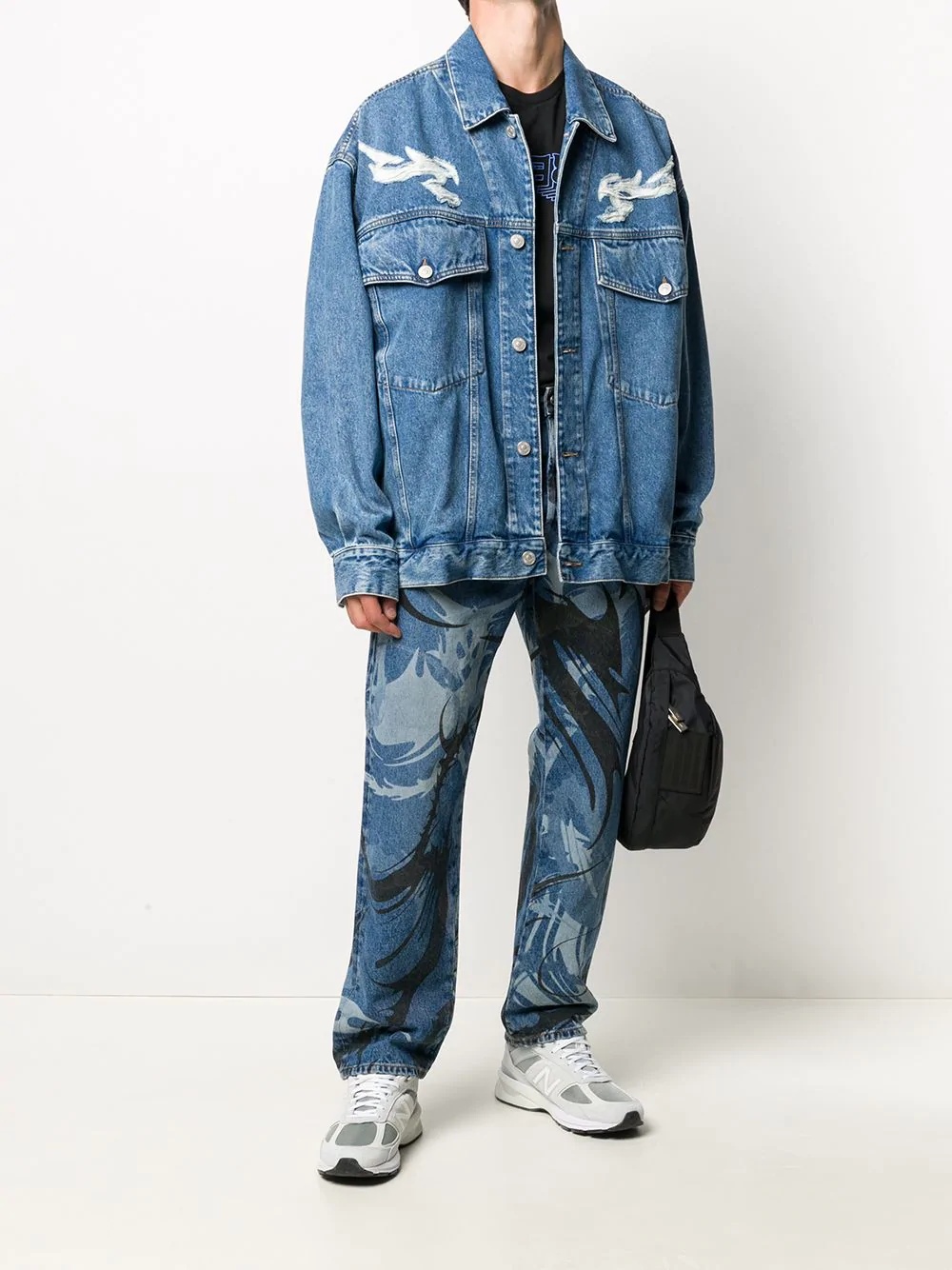 lasered effect denim jacket - 2