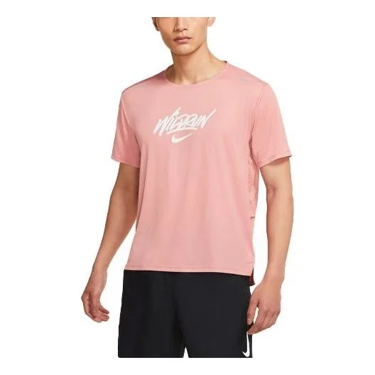 Nike Rise 365 Wild Run Running Sports Light Quick Dry Knit Short Sleeve Pink DA1169-685 - 1