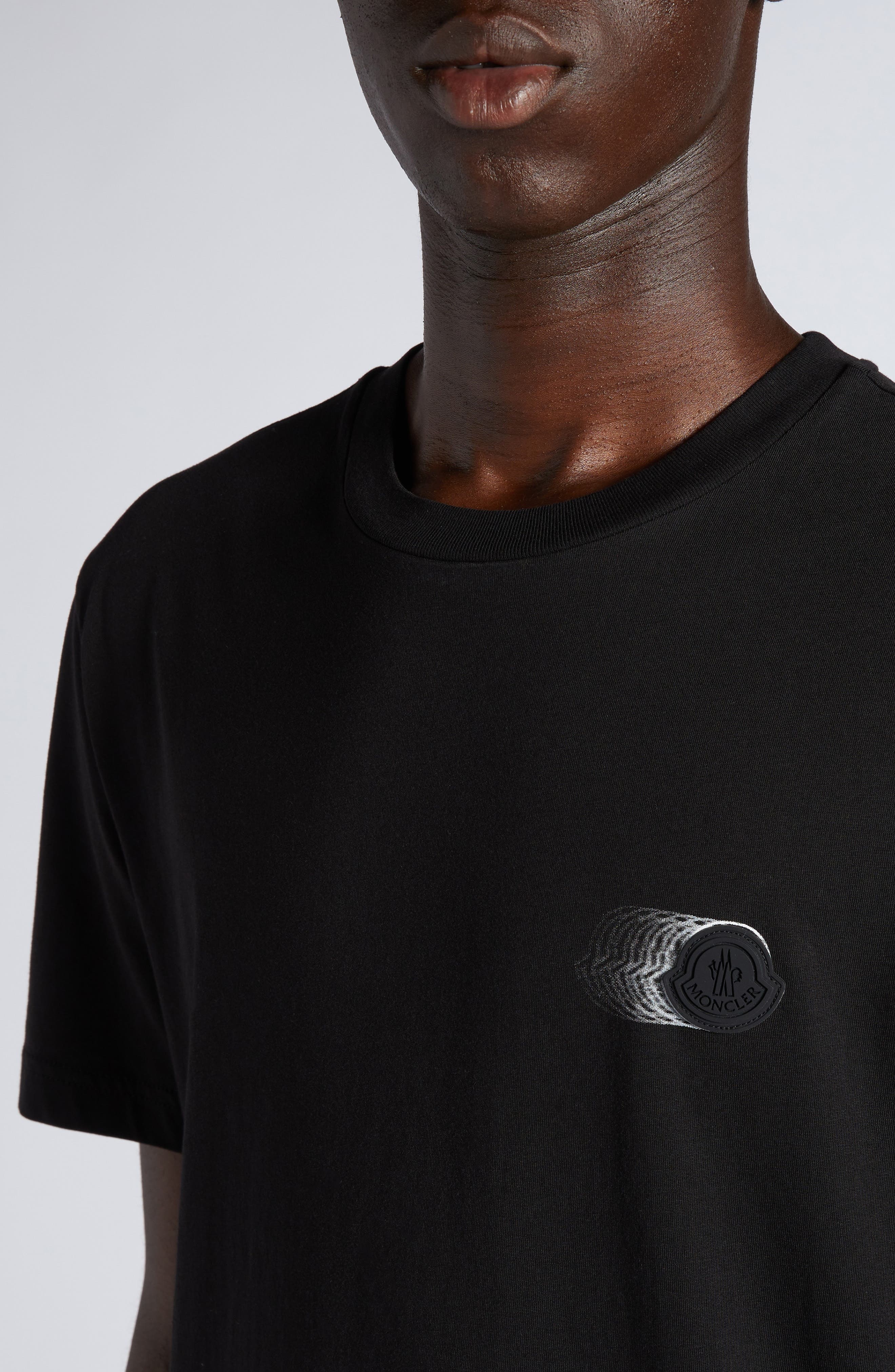 Moncler Logo Patch Cotton T-Shirt in Black at Nordstrom - 4