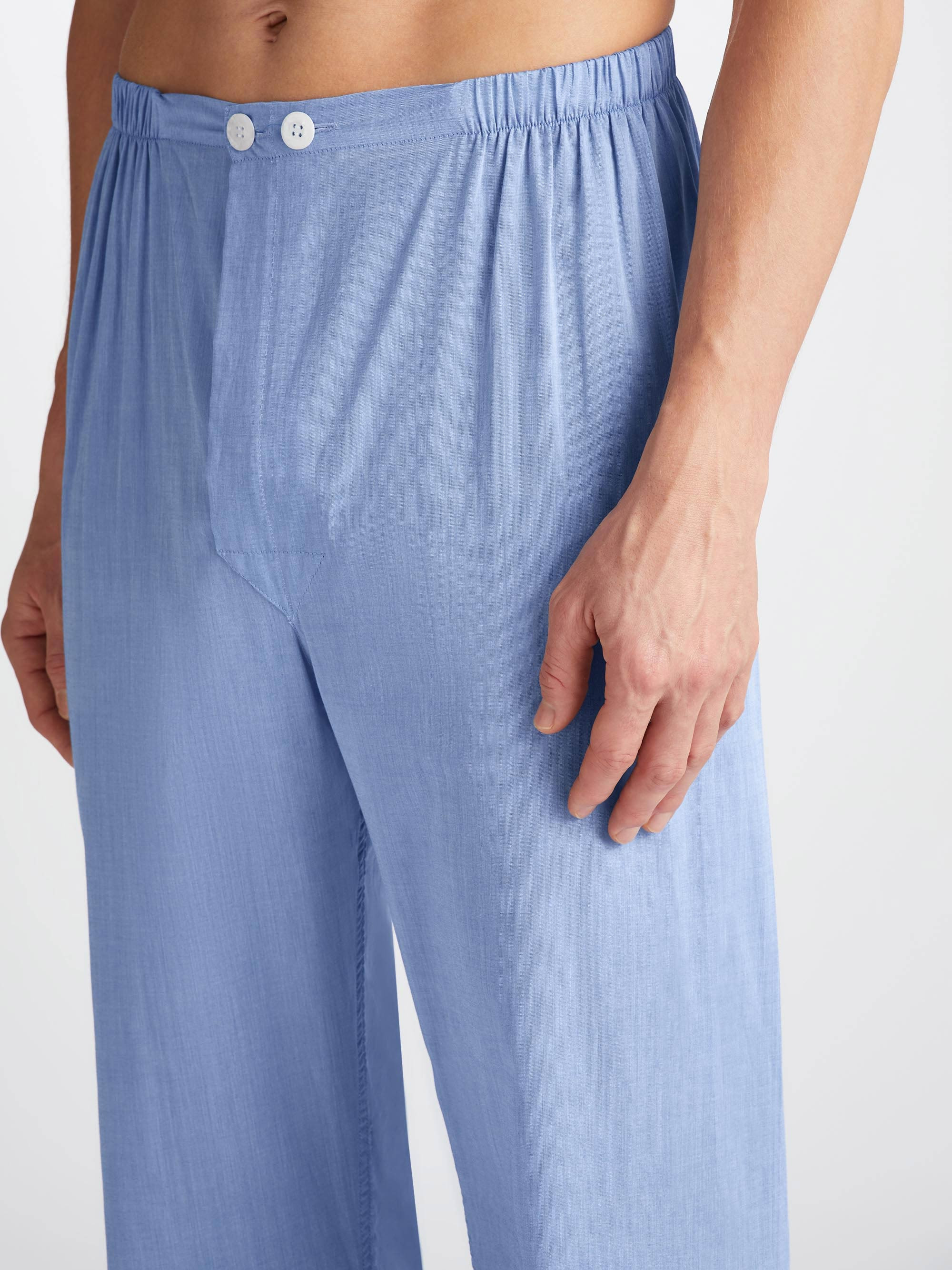 Men's Classic Fit Pajamas Amalfi Cotton Batiste Blue - 7