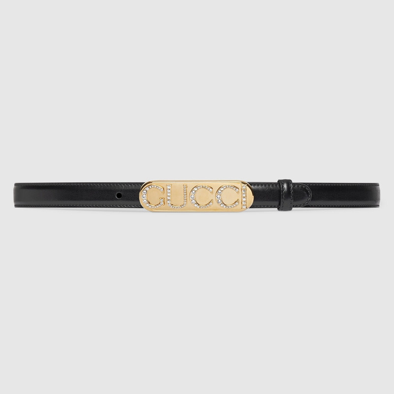Thin belt with crystal Gucci buckle 1