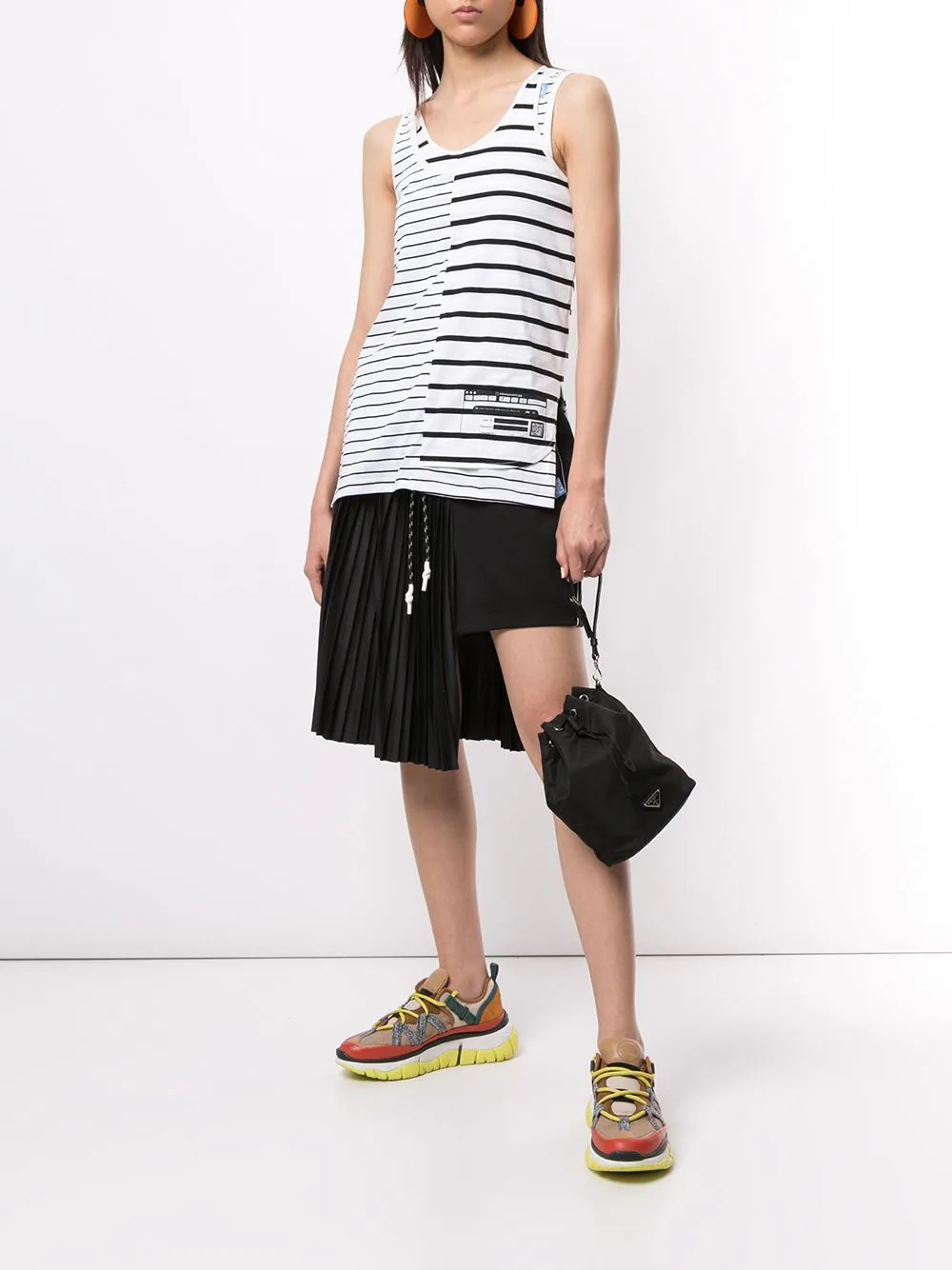 asymmetric striped vest - 2