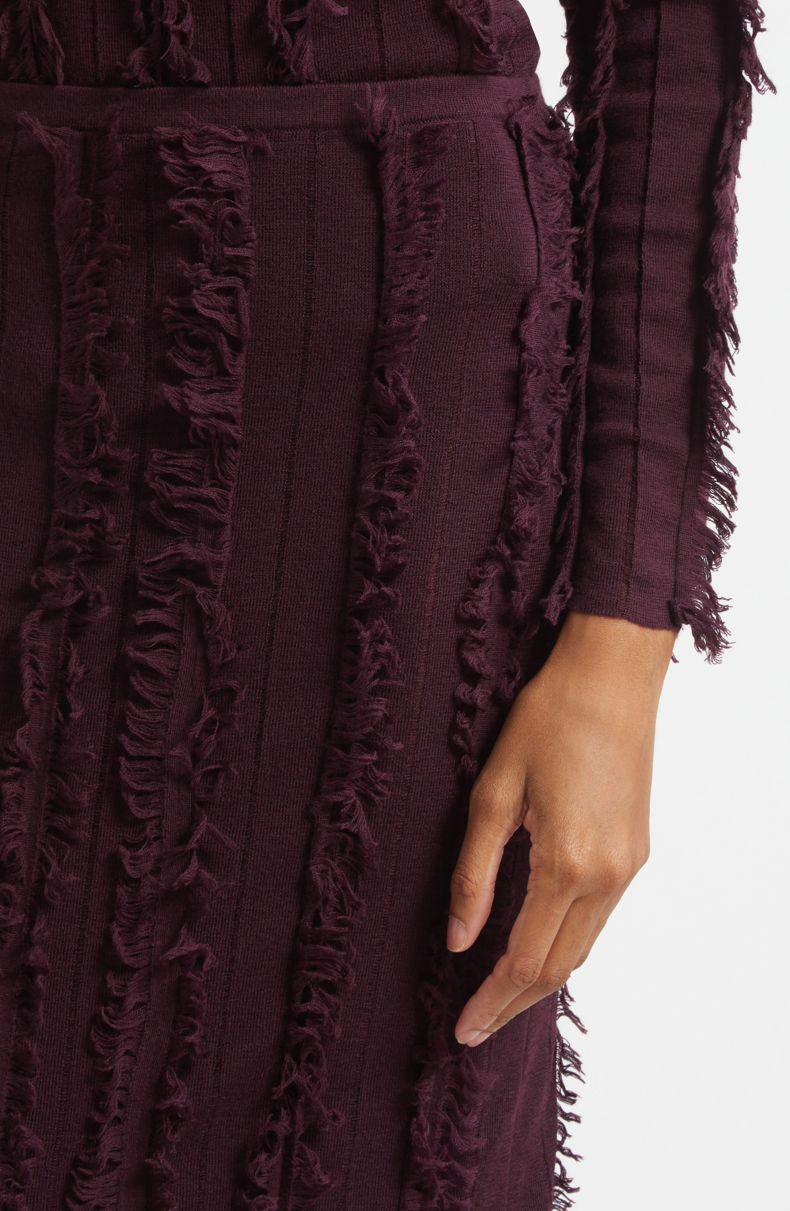 ZANKOV Evangeline Fringe Stripe Knit Pencil Skirt in Pineau at Nordstrom - 5