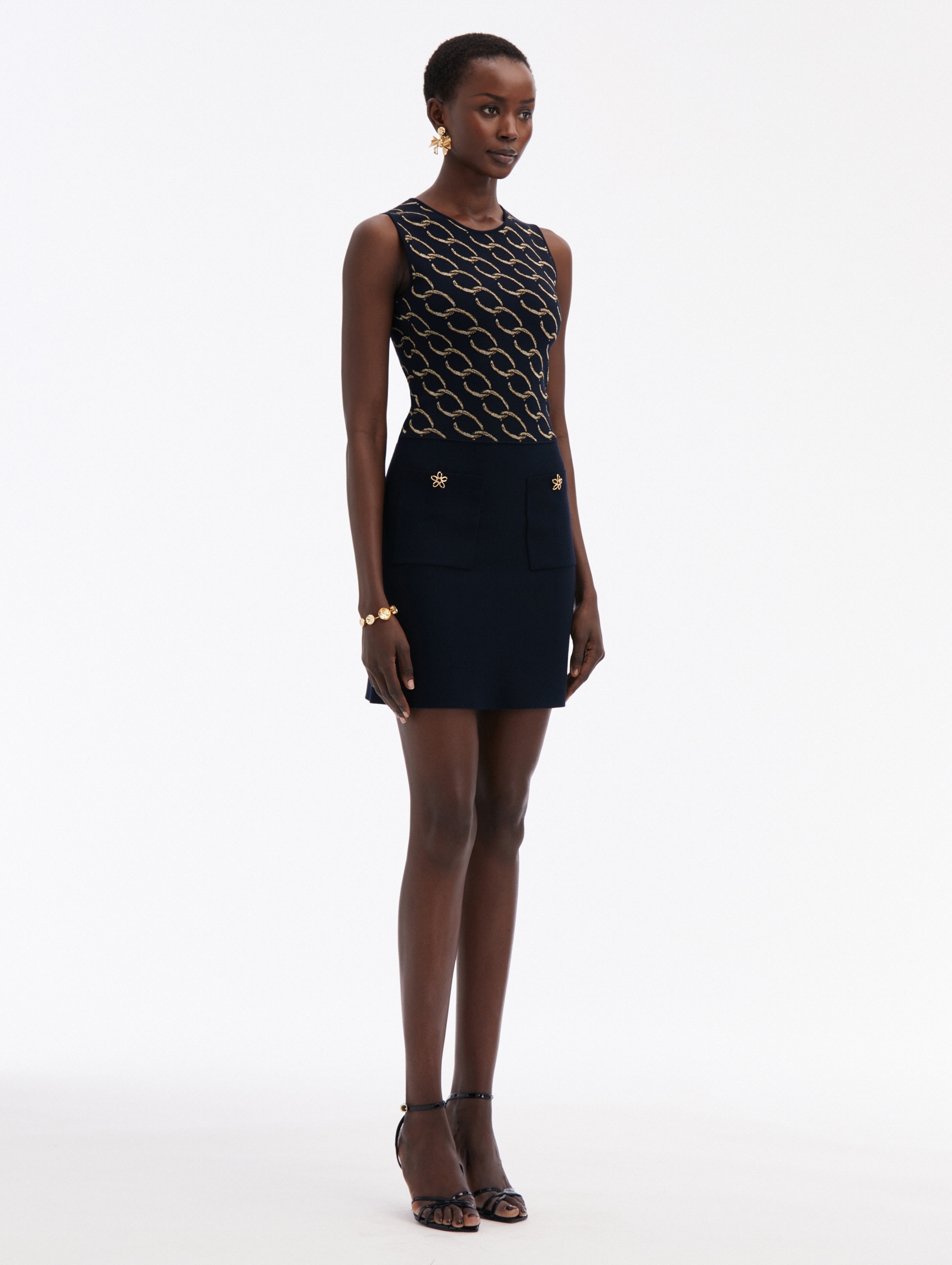 OSCAR CHAIN-LINK KNIT DRESS - 3