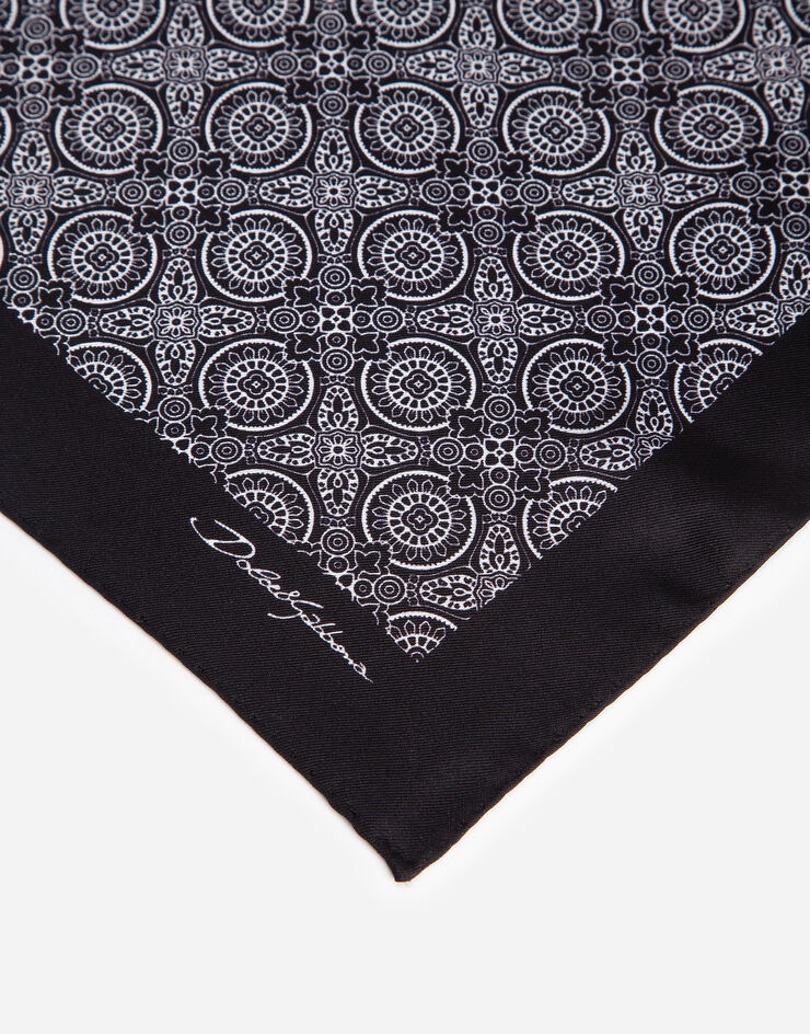 Silk pocket square with tie print - 2