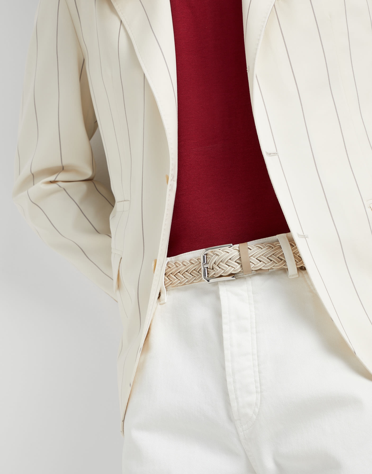 Braided two-tone leather belt - 3