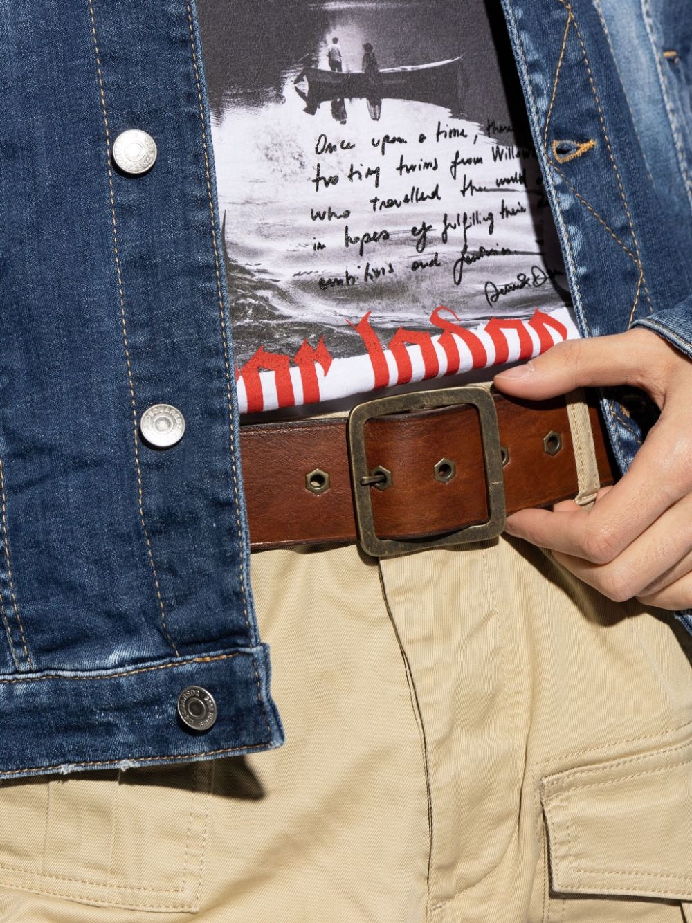 buckled leather belt - 4