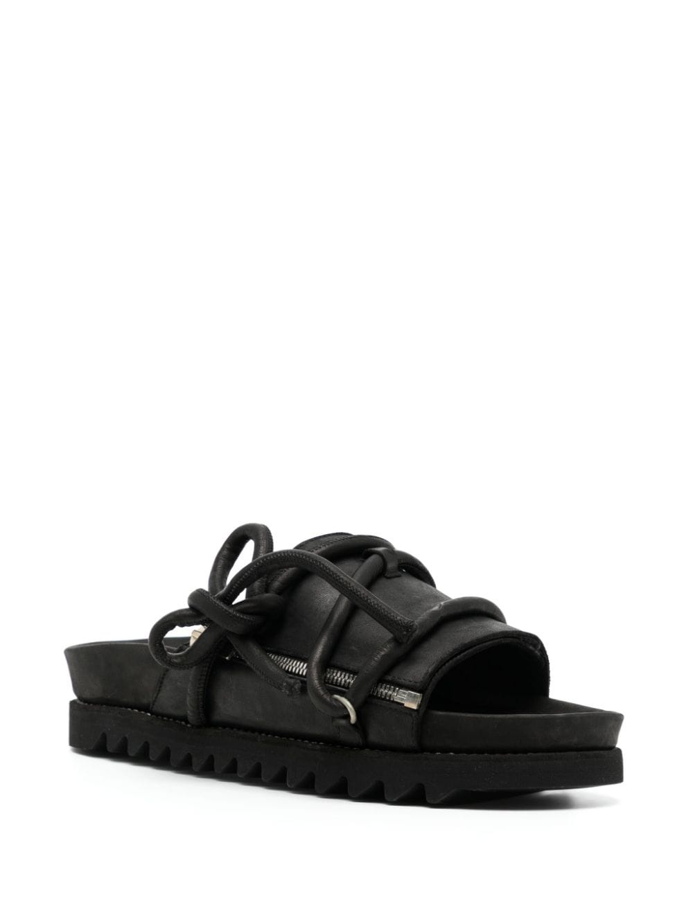 lace-up leather sandals - 3