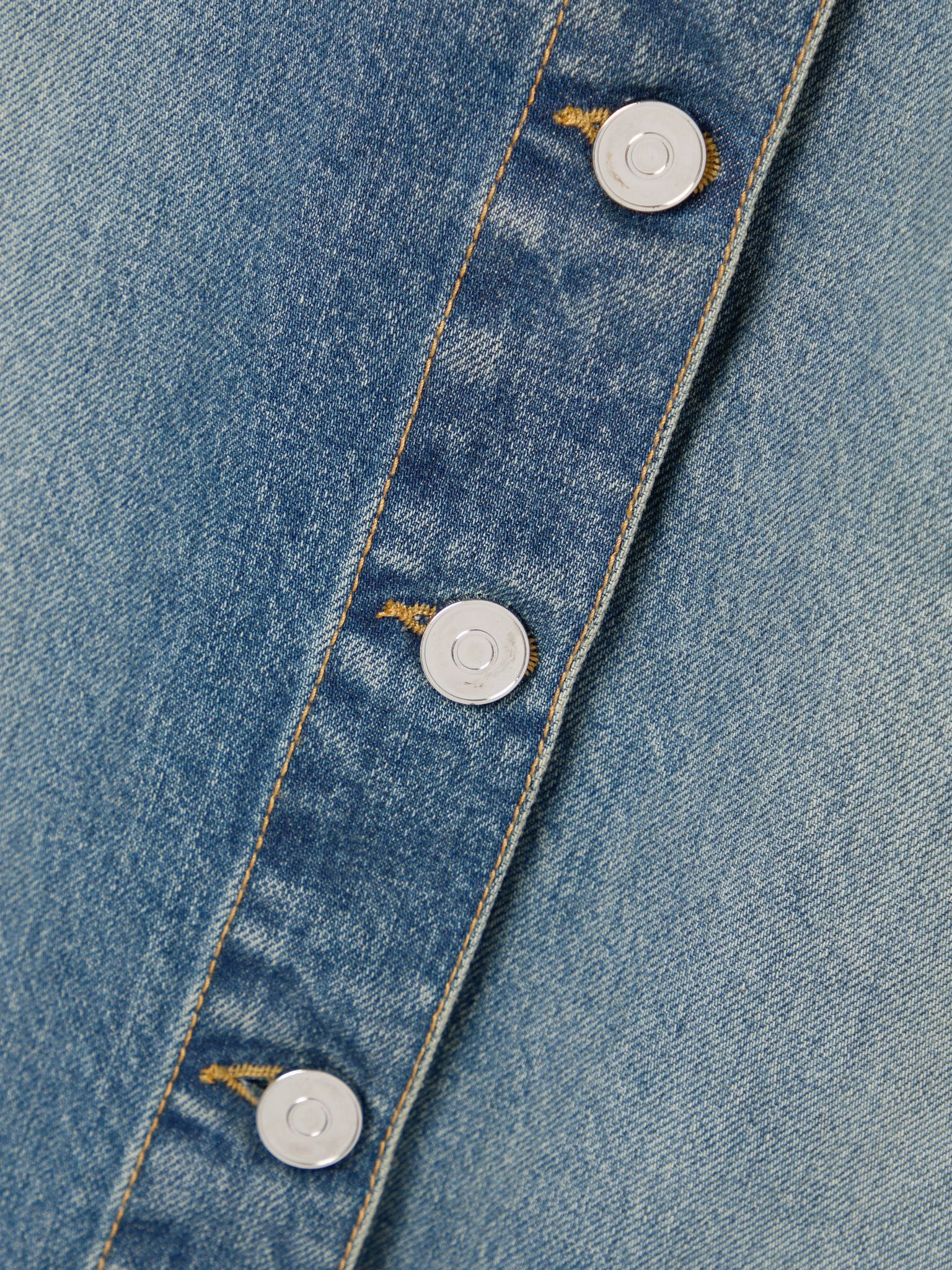 Layered jersey-trimmed denim maxi skirt Blue - 5