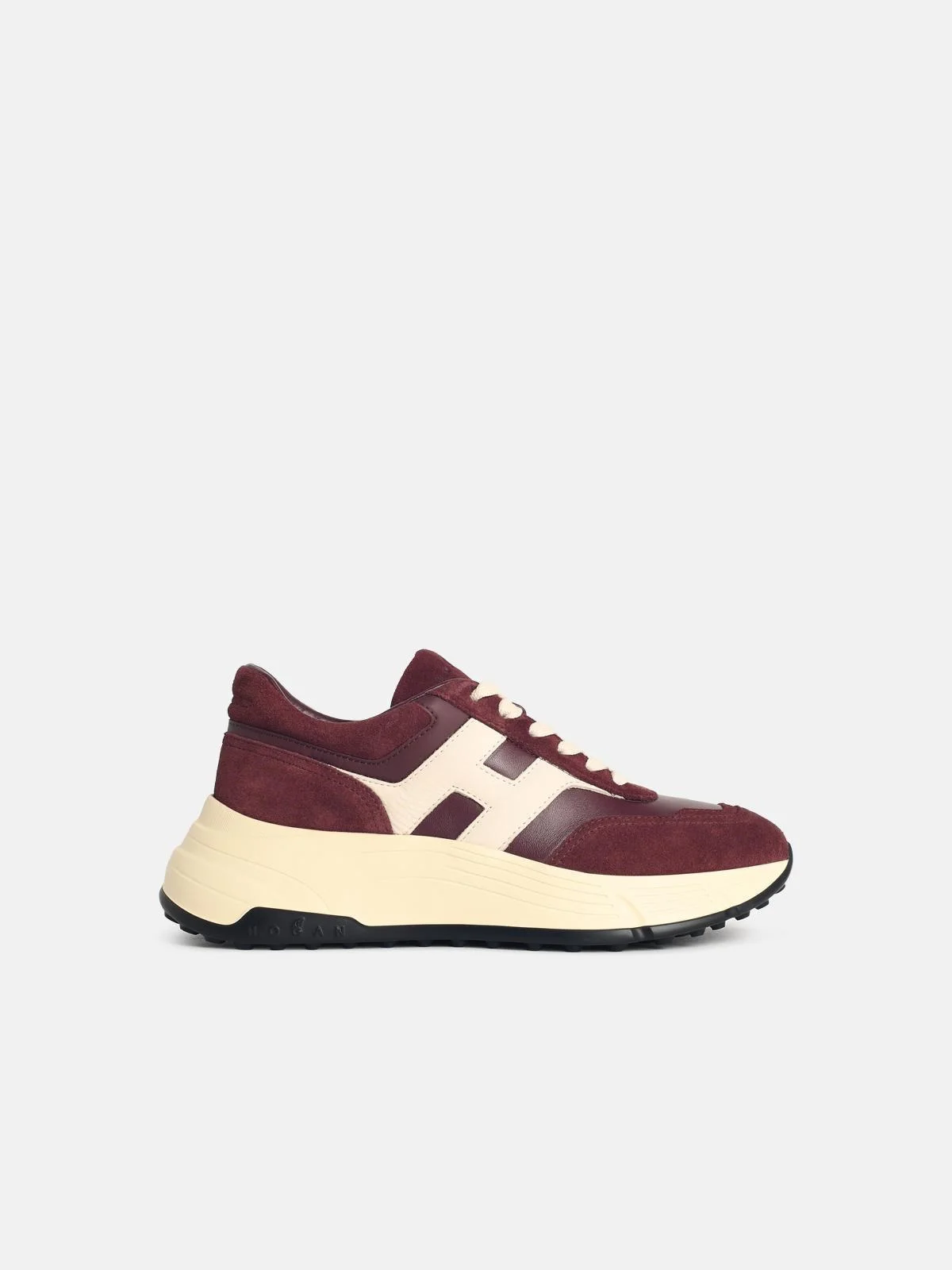 'H669' BURGUNDY LEATHER SNEAKERS - 1