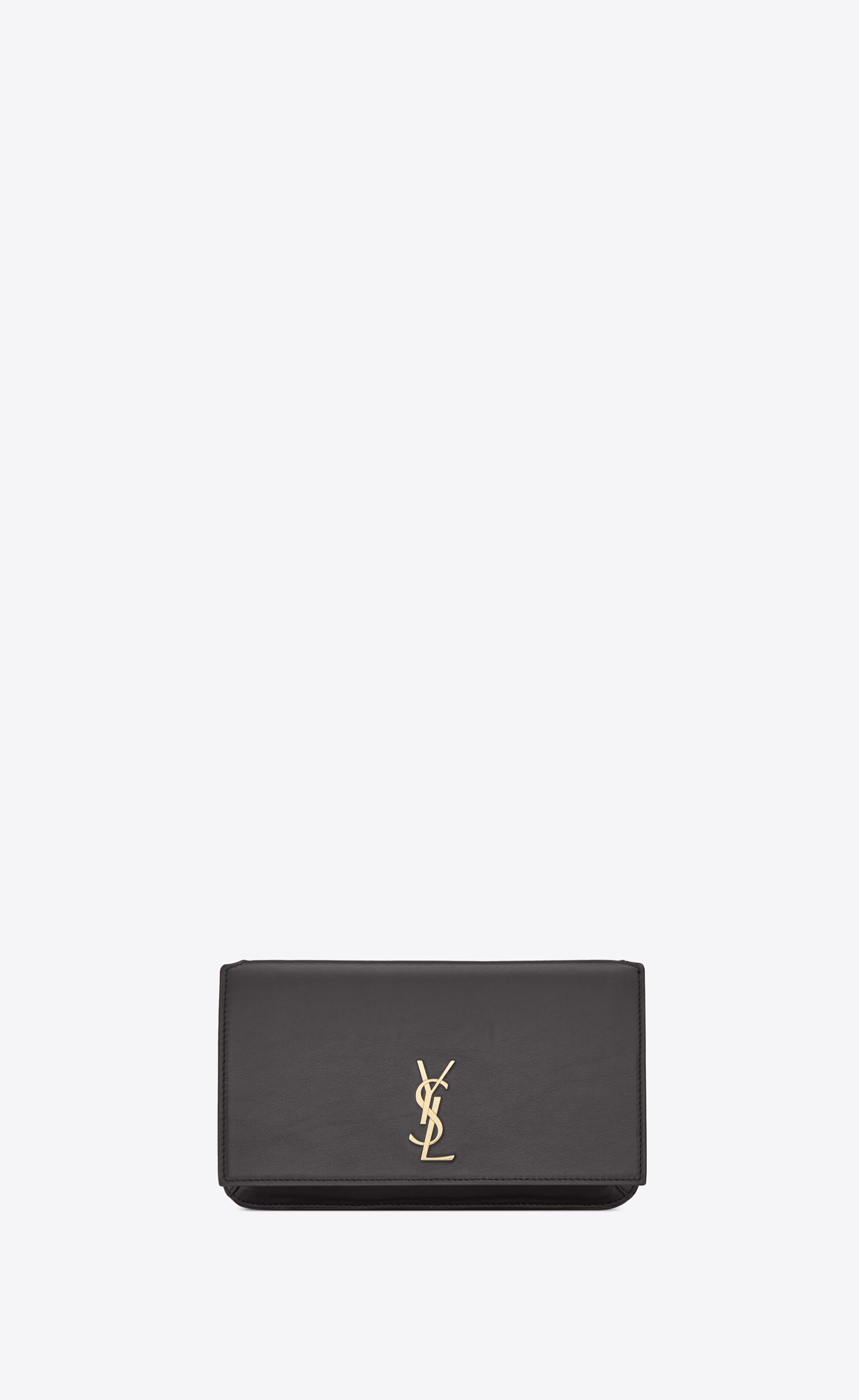 SAINT LAURENT monogram phone holder with strap in smooth leather