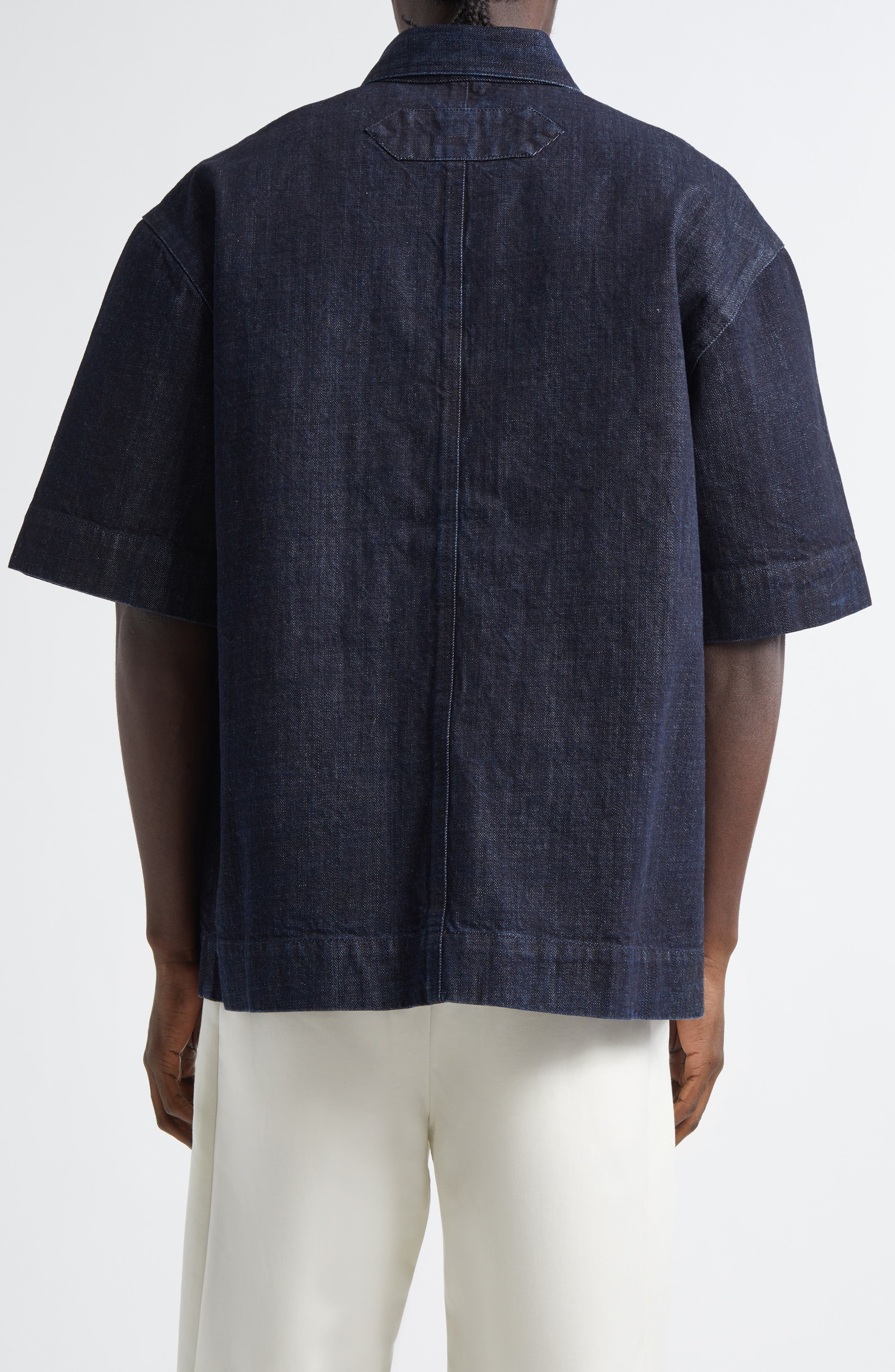 Jacquemus La Chemise de-Nîmes Aloe Denim Button-Up Shirt in Dark Navy at Nordstrom - 3
