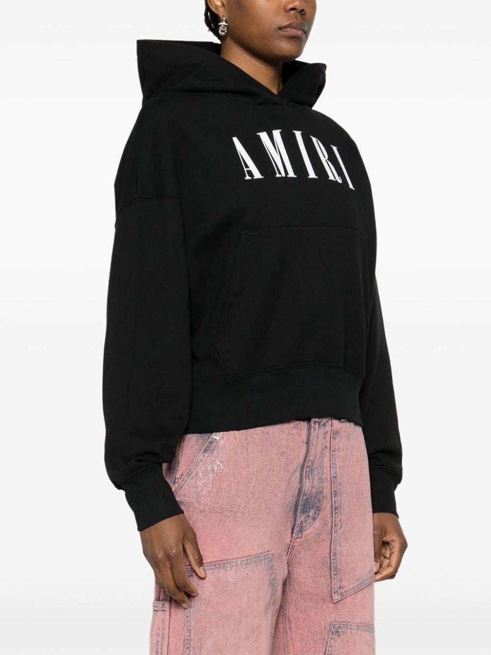 logo-print cotton hoodie - 3