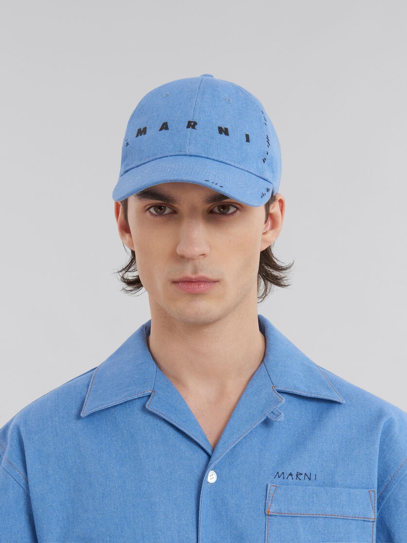 BLUE DENIM CAP WITH MARNI MENDING - 2
