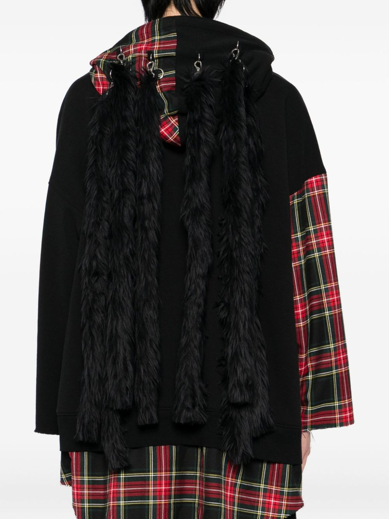 skull-print plaid-paneled hoodie 4