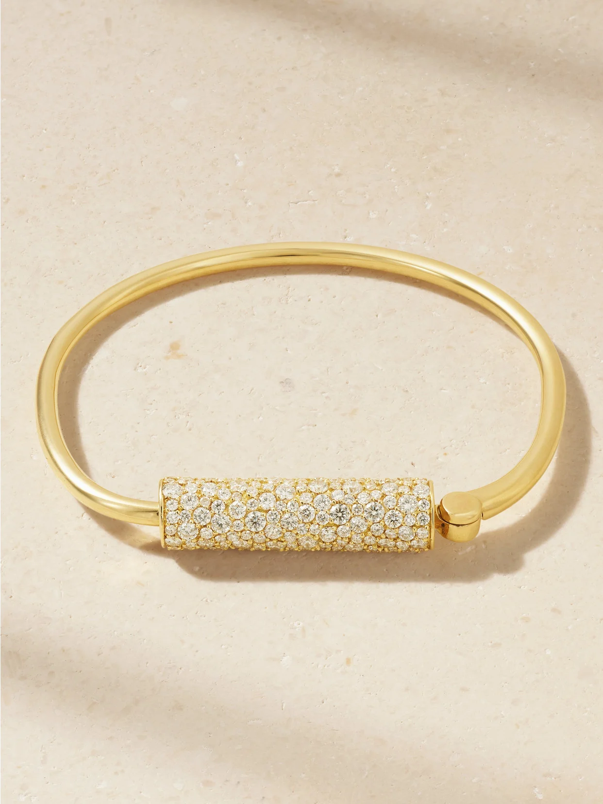 Stoned Trundle Lock 18-karat Gold Diamond Bracelet - 1