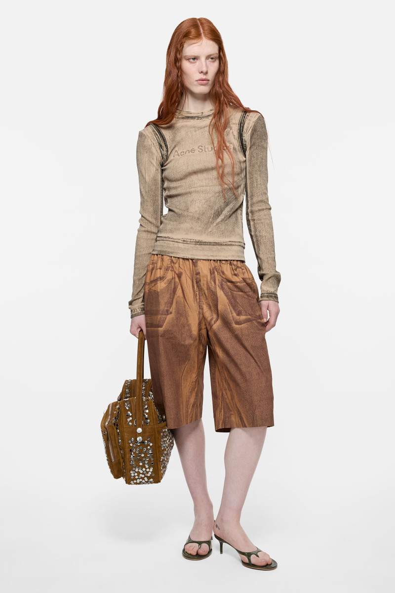 Acne Studios Layered Printed T-shirt - Pumpkin orange outlook