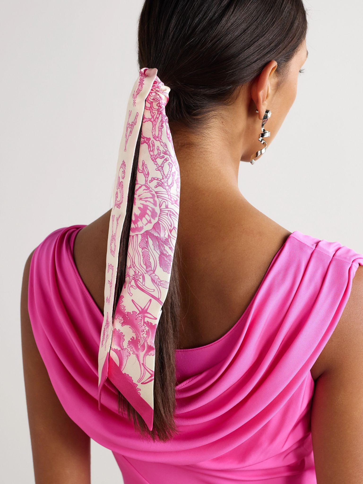 Printed silk-twill scarf Pink - 4